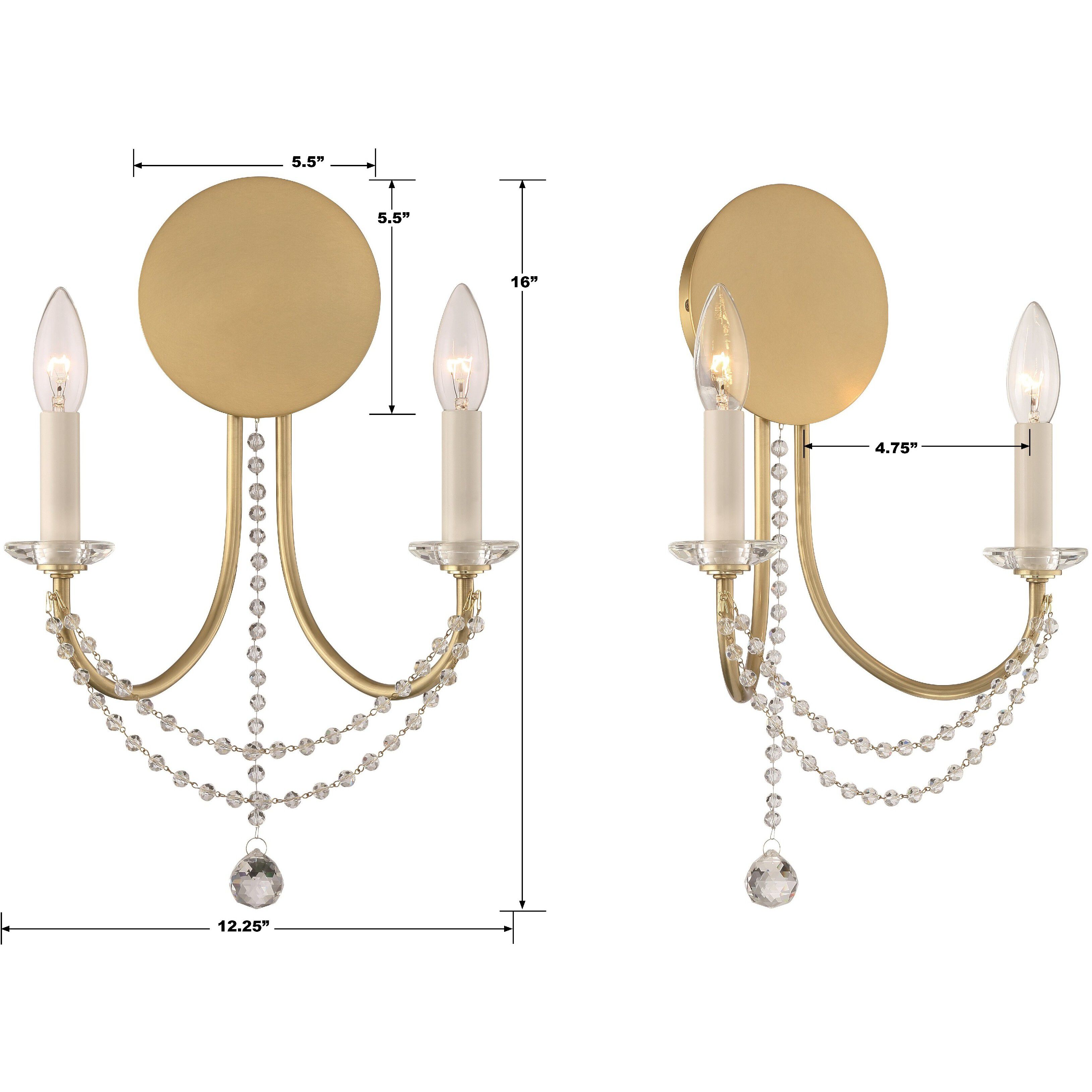 Delilah Bath Wall Light in Aged Brass