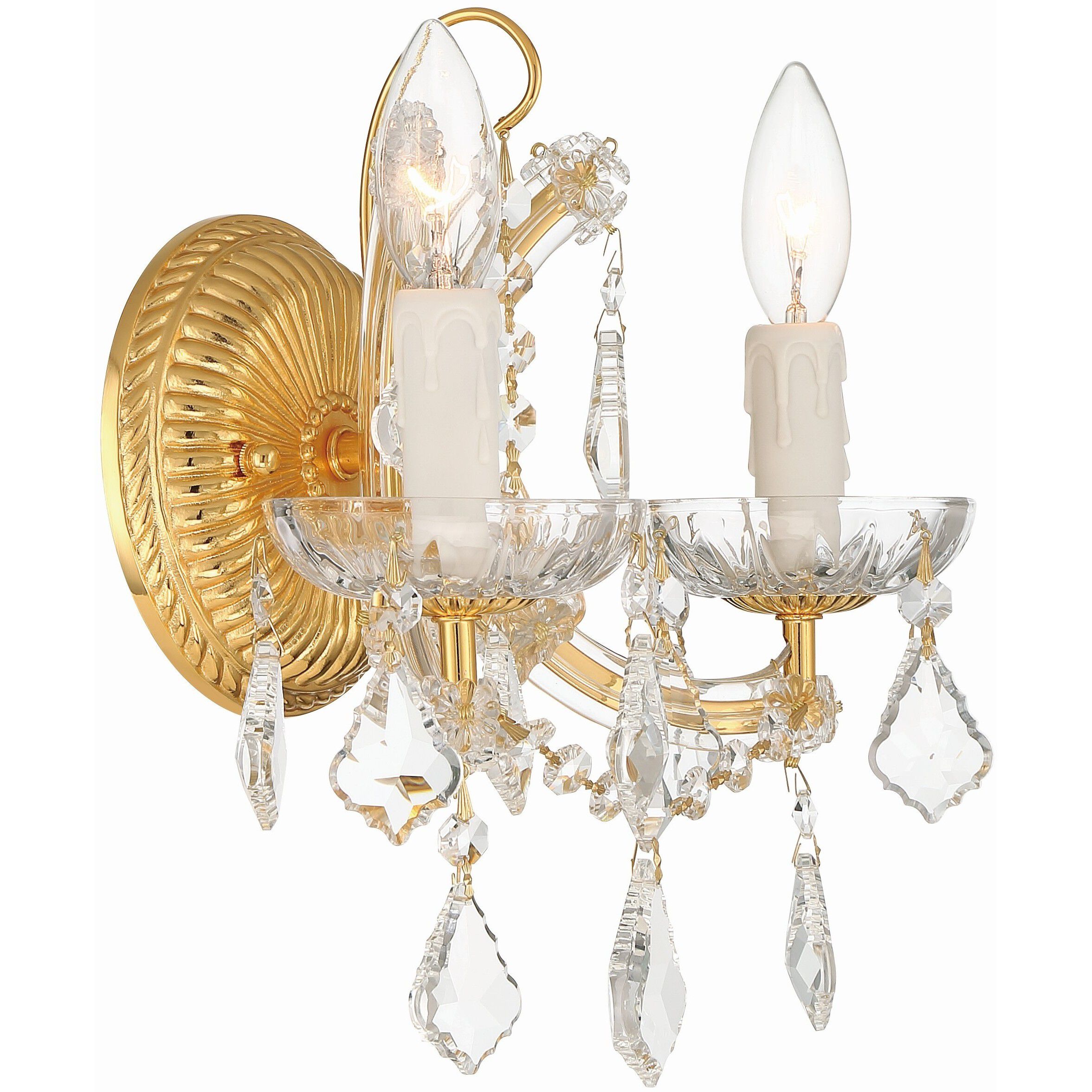Maria Theresa Sconce Wall Light in Clear Hand Cut, Gold