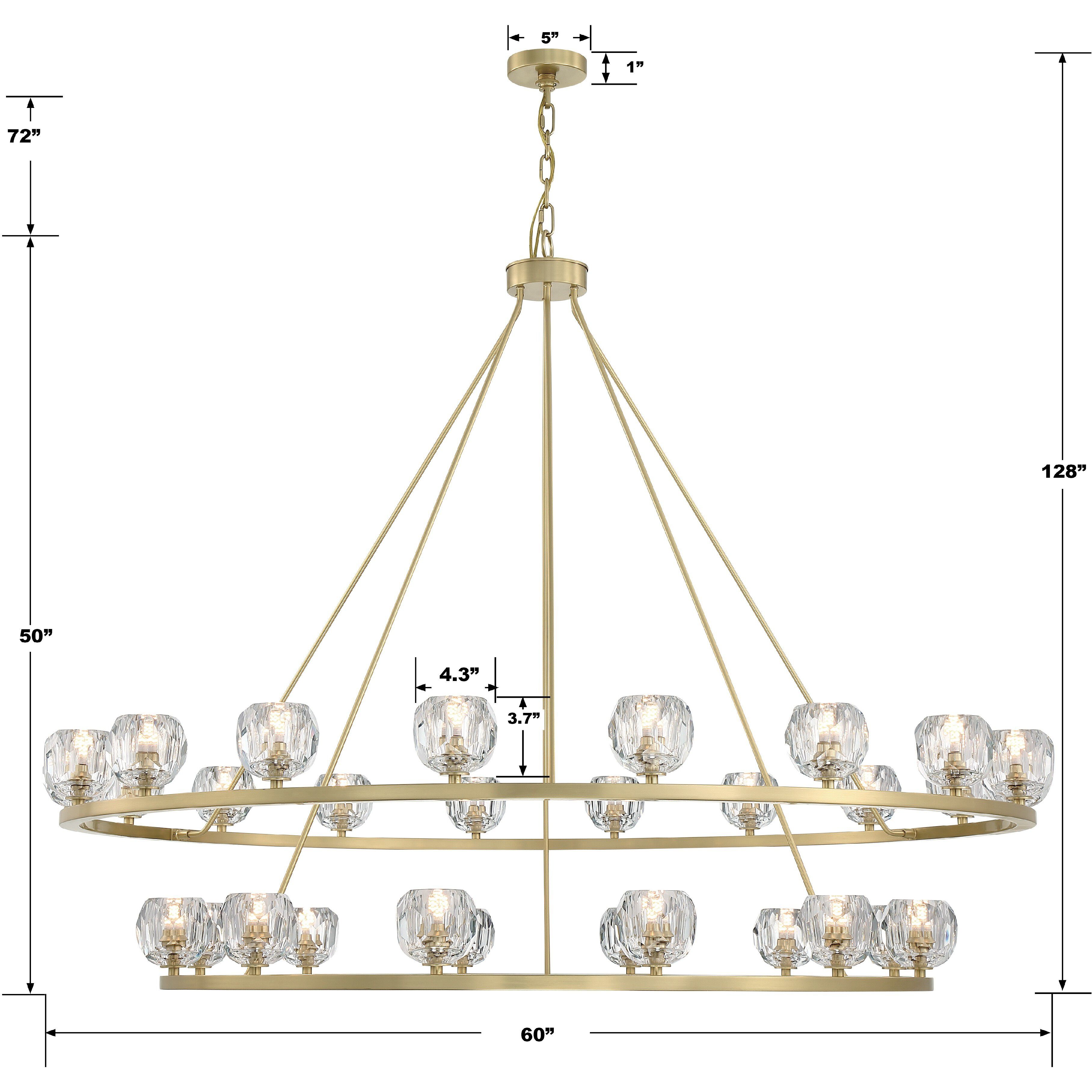 Aragon 30 Light 60 inch Soft Brass Chandelier Ceiling Light