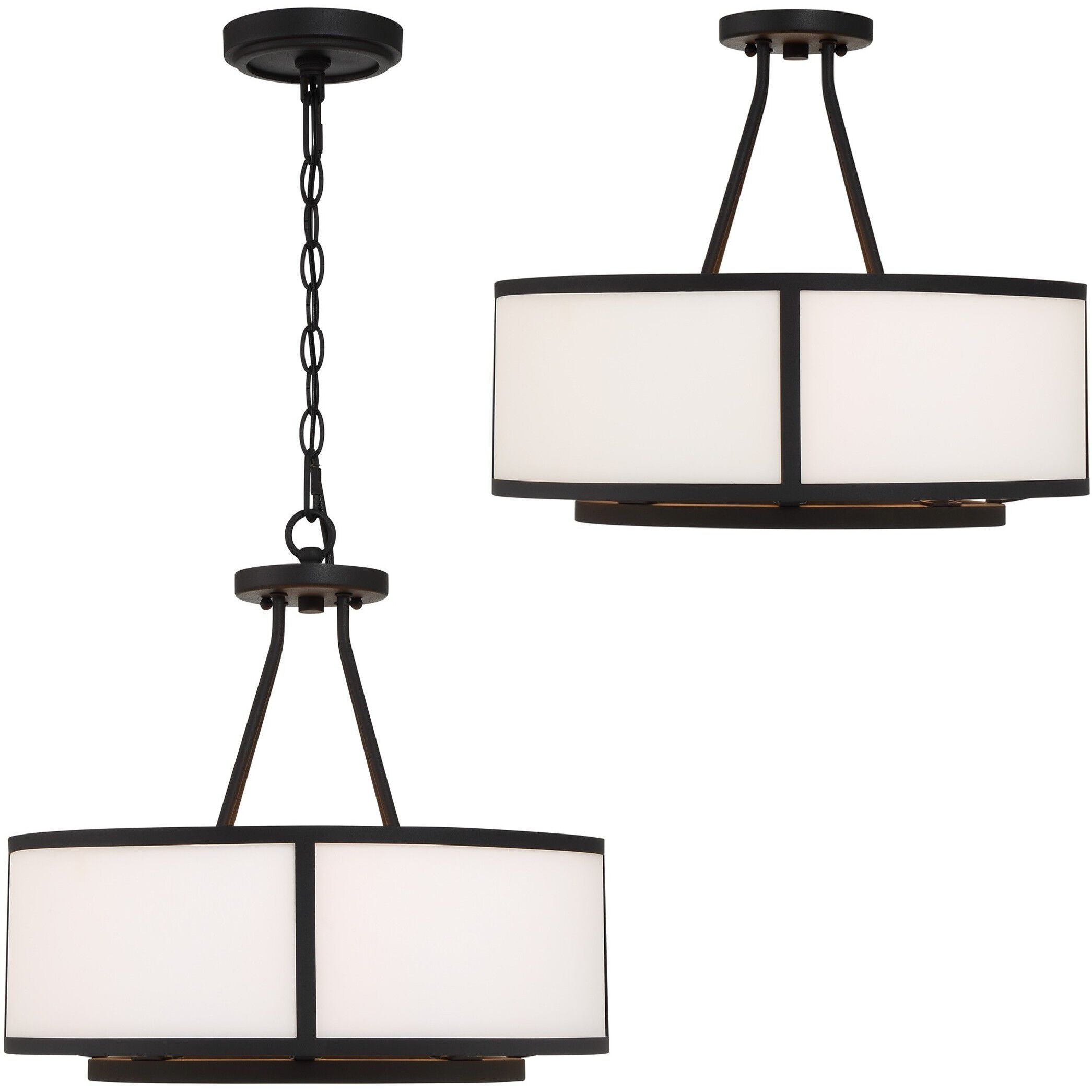 Bryant 4 Light 18 inch Black Forged Semi Flush Ceiling Light