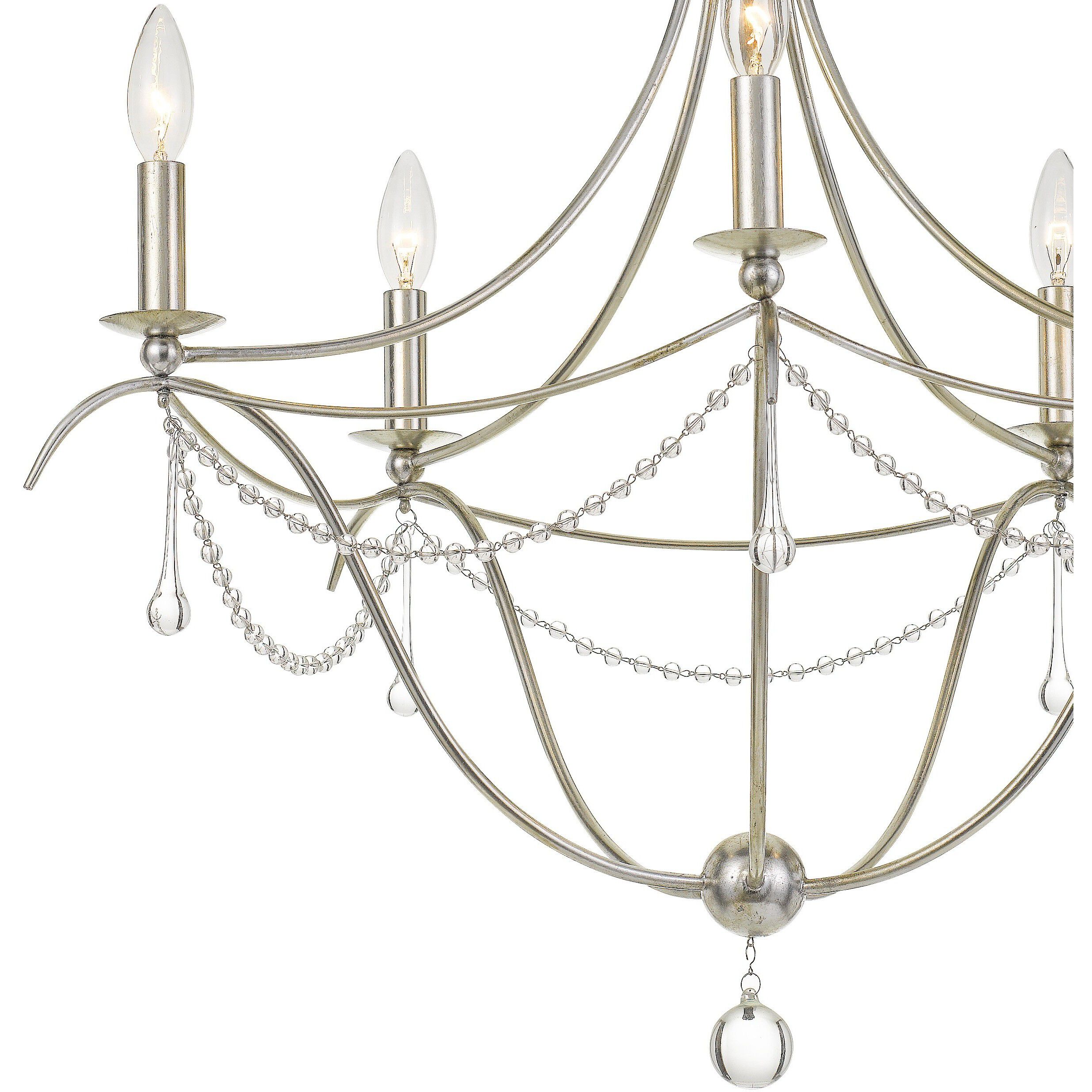 Metro 5 Light 27.5 inch Antique Silver Chandelier Ceiling Light