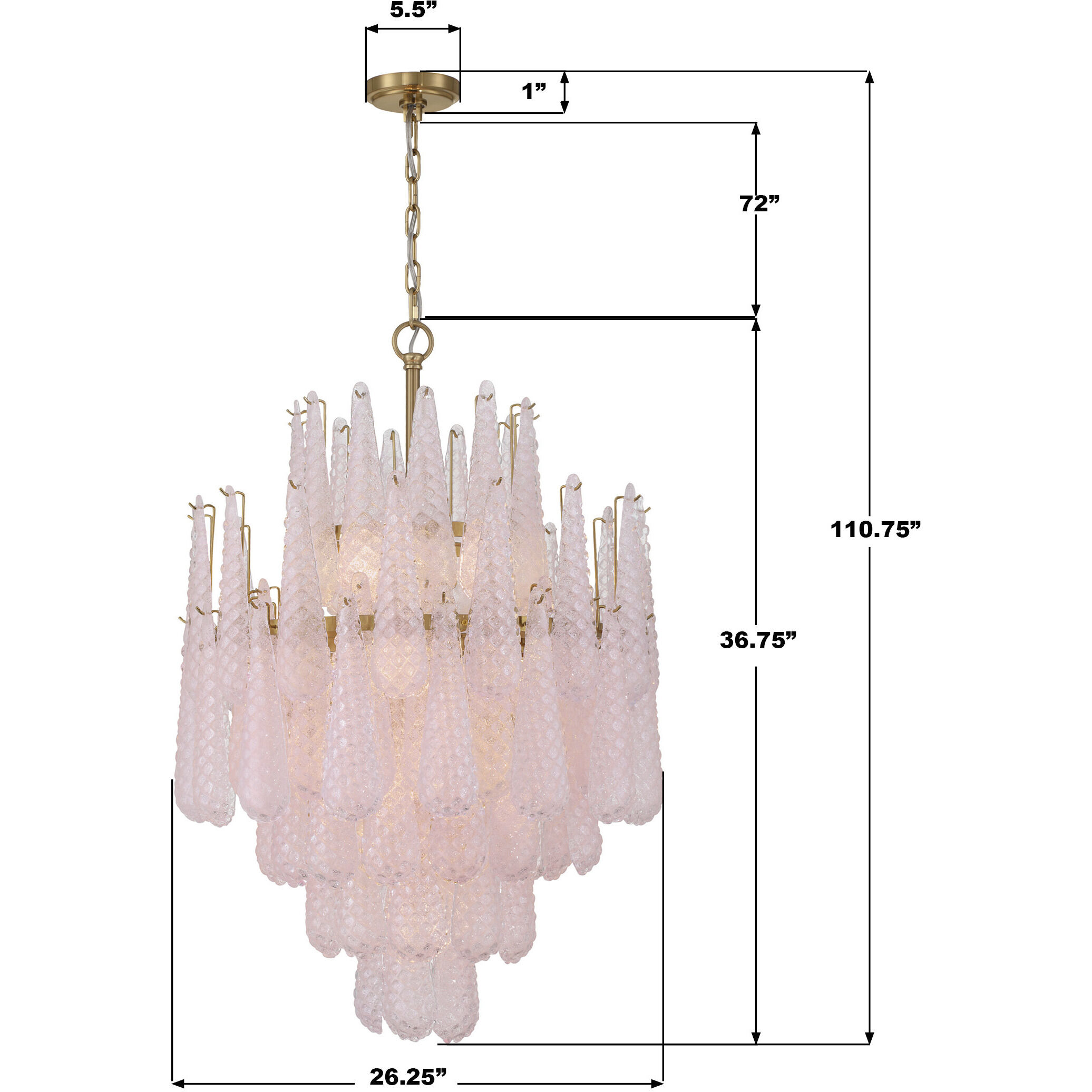 Ollie 16 Light 26.25 inch Aged Brass Chandelier Ceiling Light in Sand Glass Blush