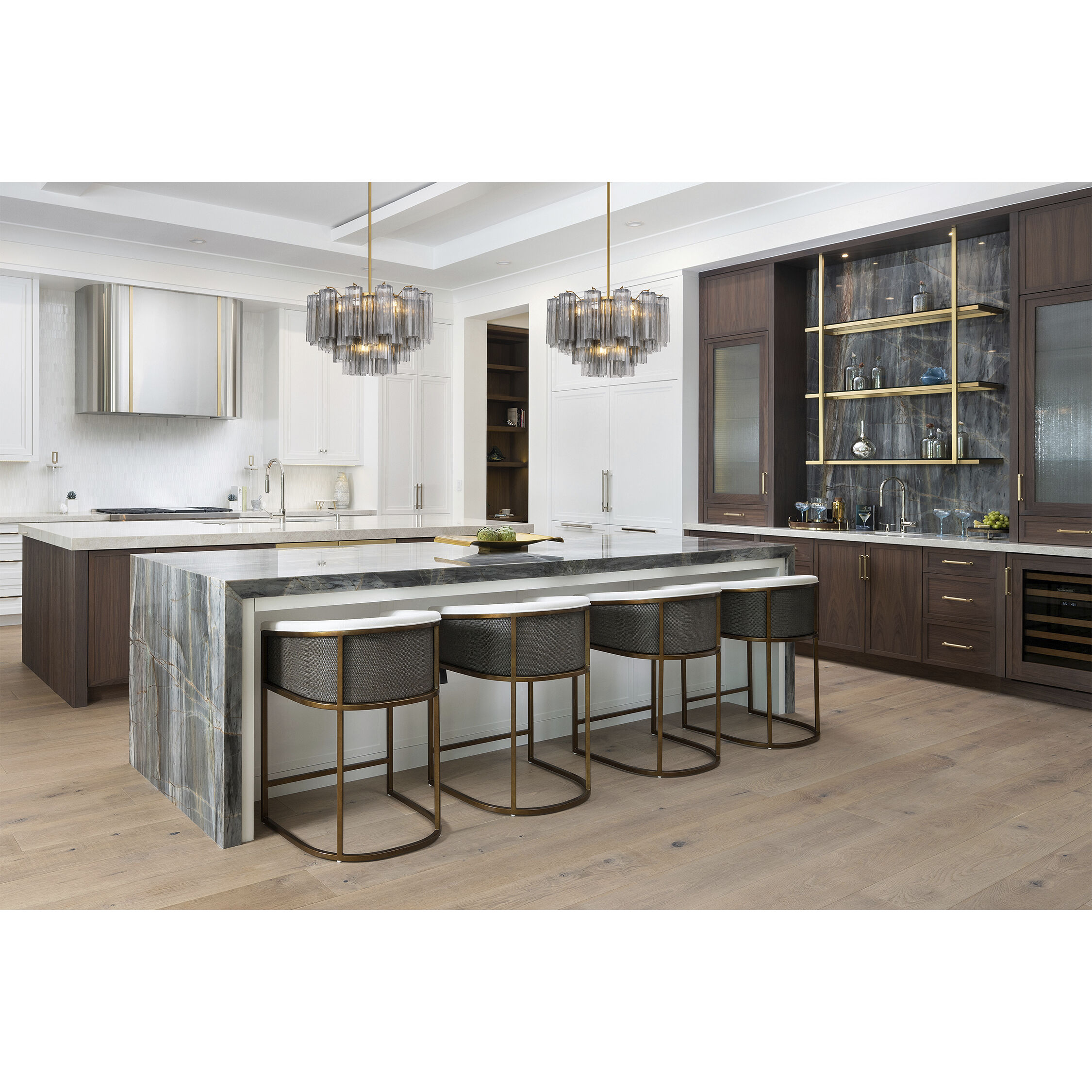 Addis 6 Light 19.75 inch Aged Brass Chandelier Ceiling Light in Tronchi Glass Smoke