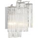 Addis Sconce Wall Light in Polished Chrome, Tronchi Glass Clear
