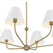 Xavier 6 Light 40 inch Vibrant Gold Chandelier Ceiling Light in Vibrant Gold and White