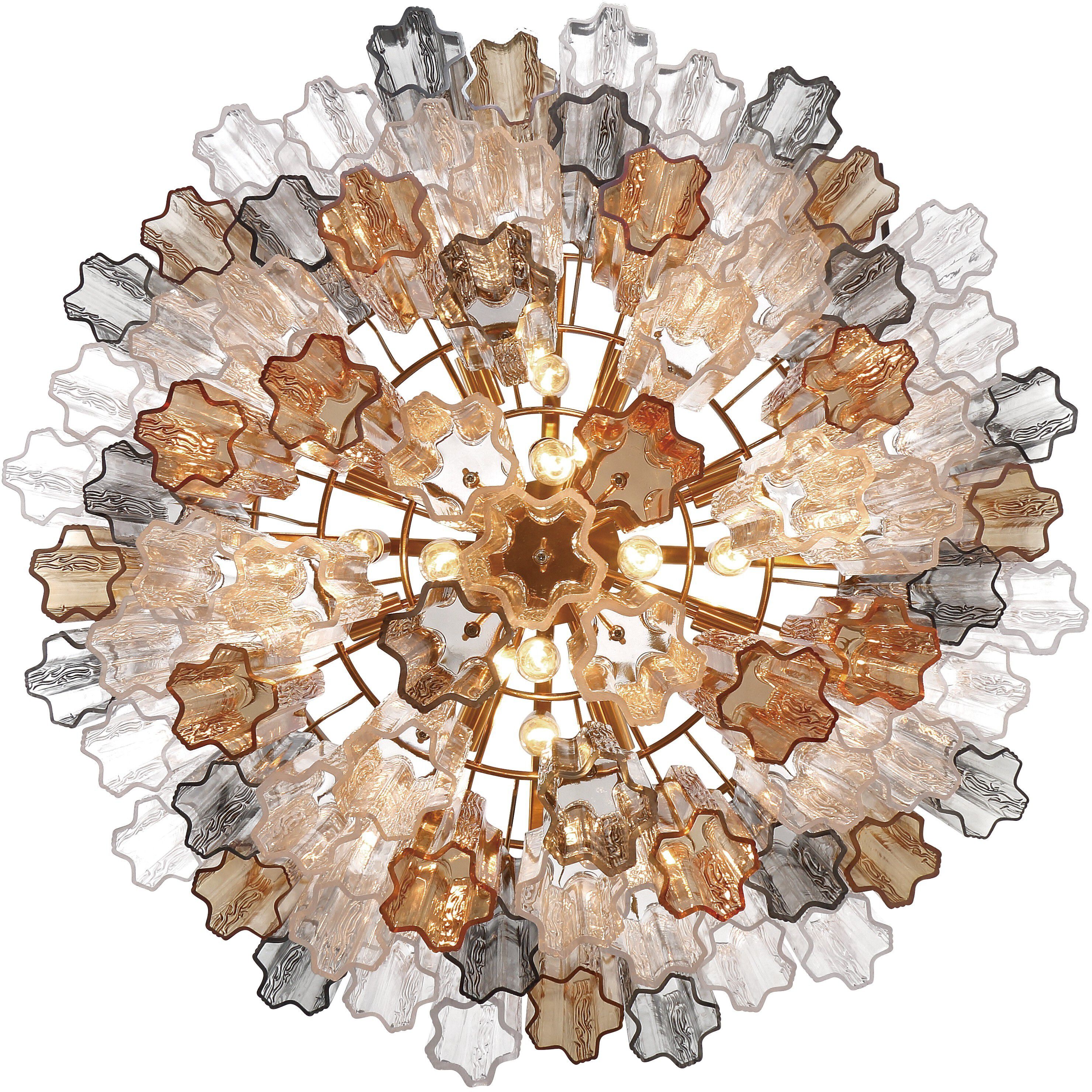 Addis 16 Light 32 inch Aged Brass Chandelier Ceiling Light in Tronchi Glass Autumn