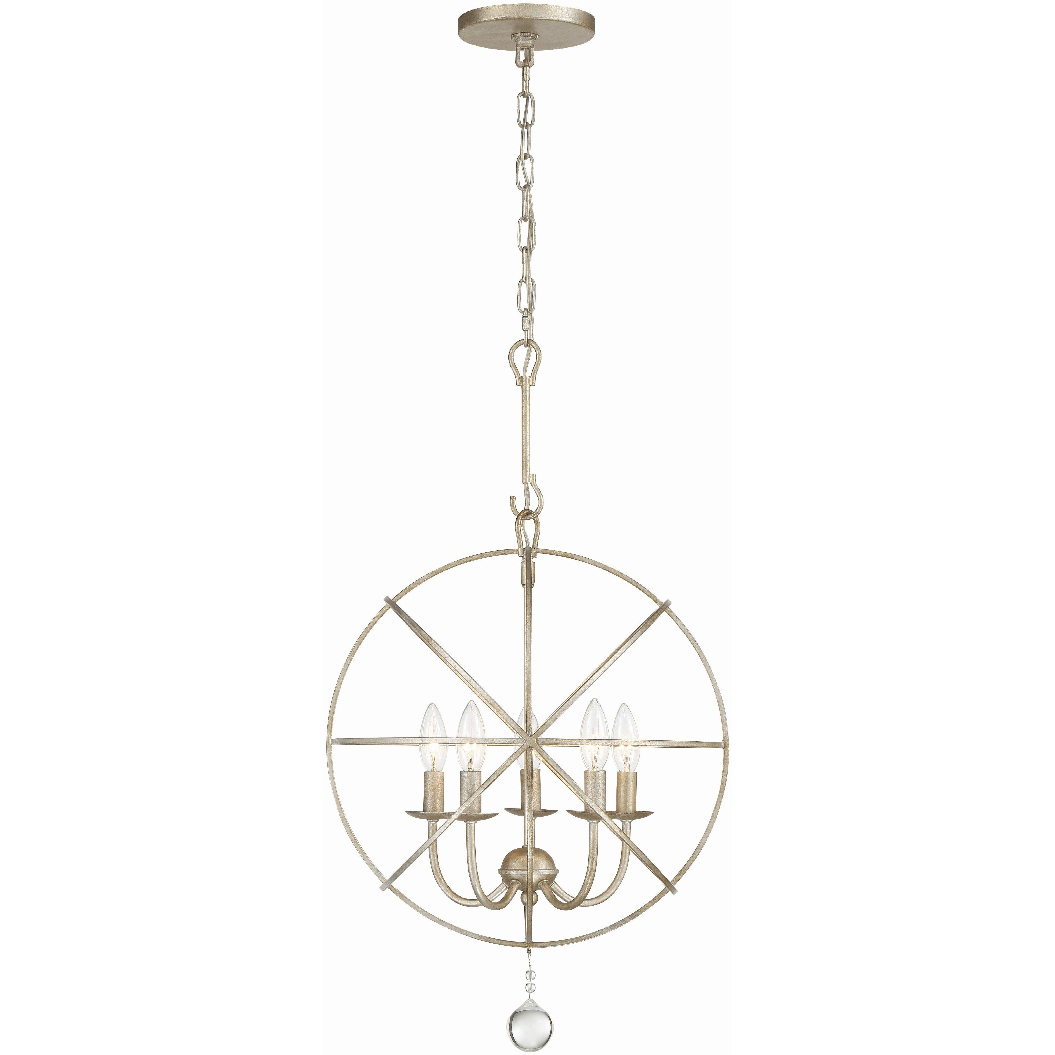 Solaris 5 Light 17 inch Olde Silver Mini Chandelier Ceiling Light