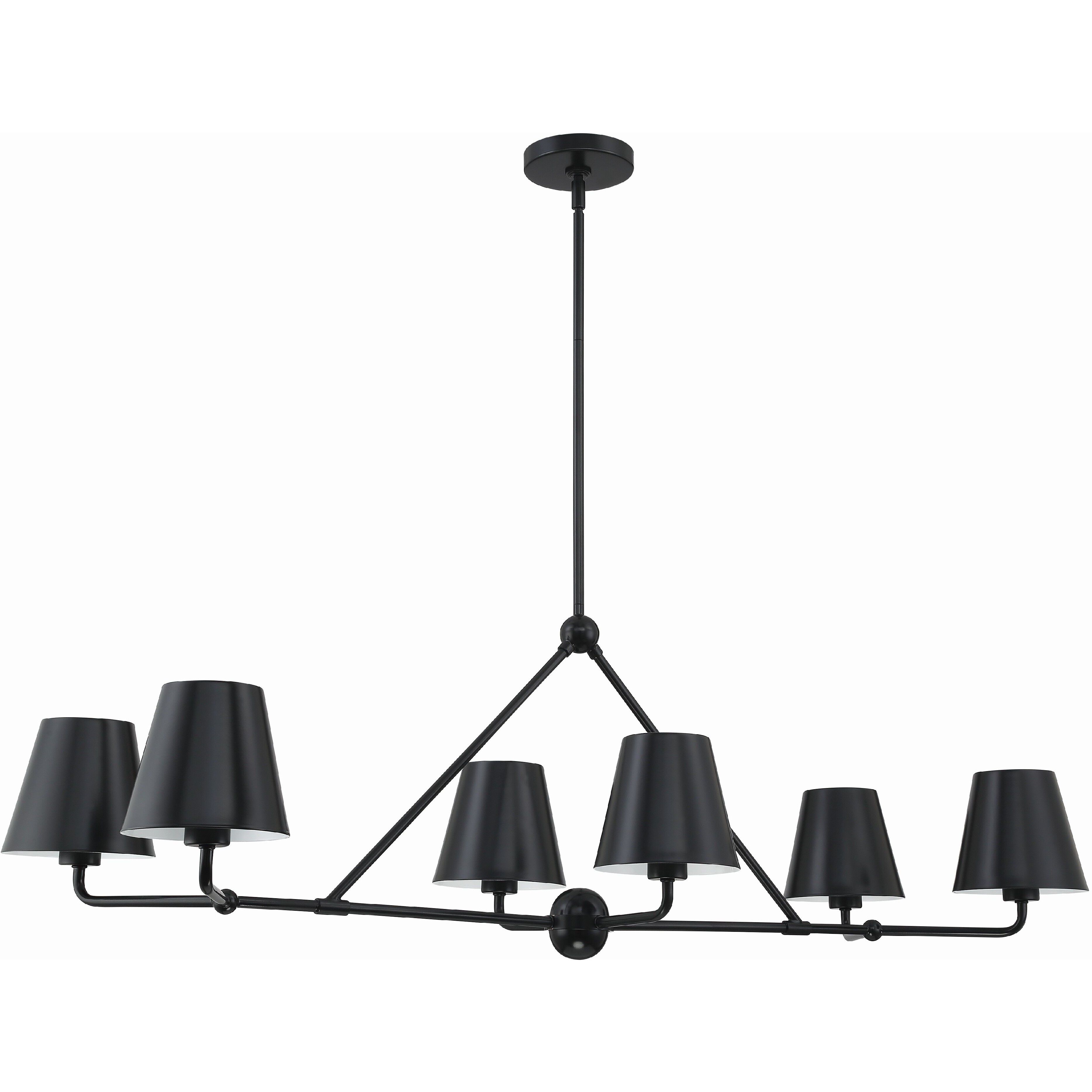 Xavier 6 Light 46 inch Matte Black Linear Chandelier Ceiling Light
