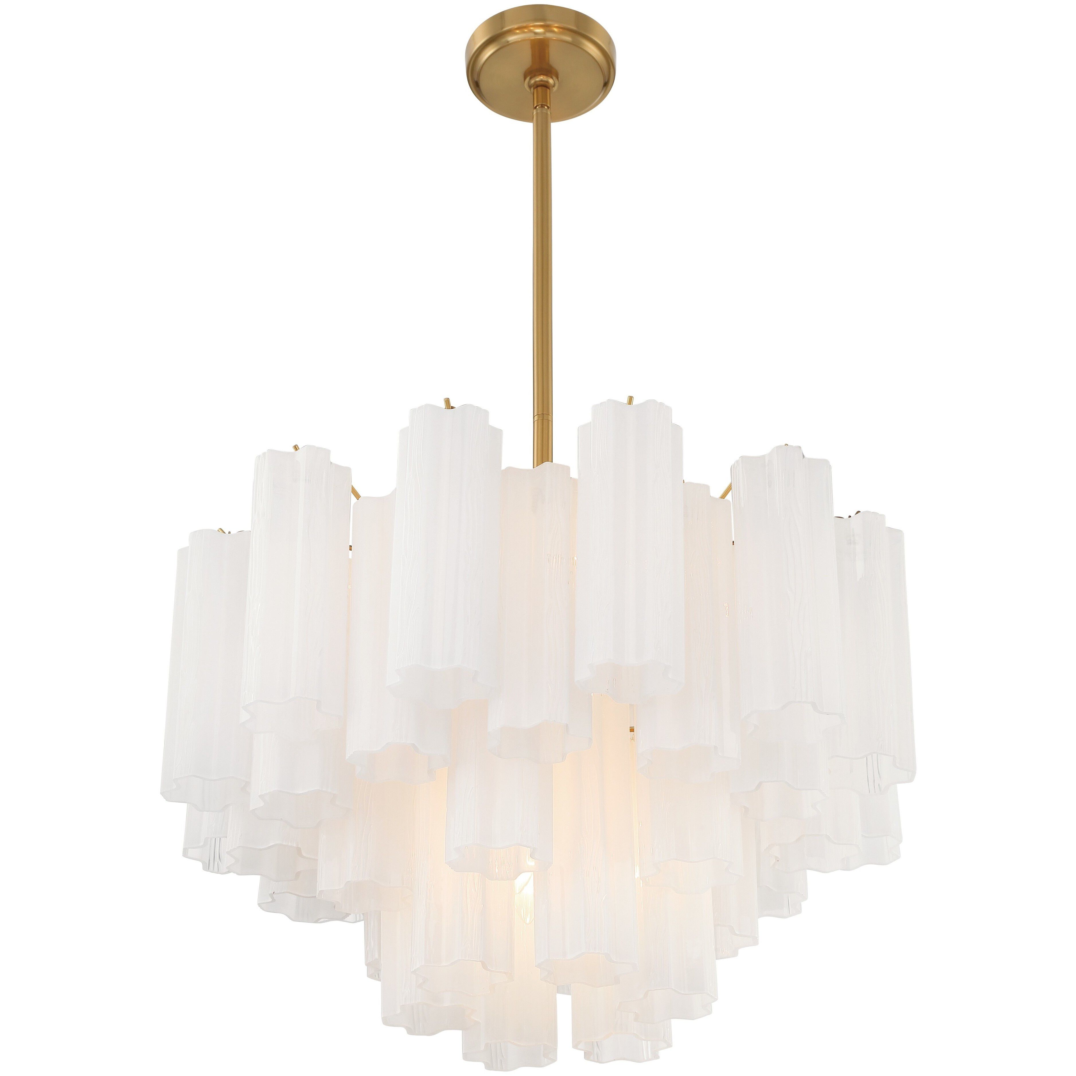 Addis 9 Light 22 inch Aged Brass Chandelier Ceiling Light in Tronchi Glass White