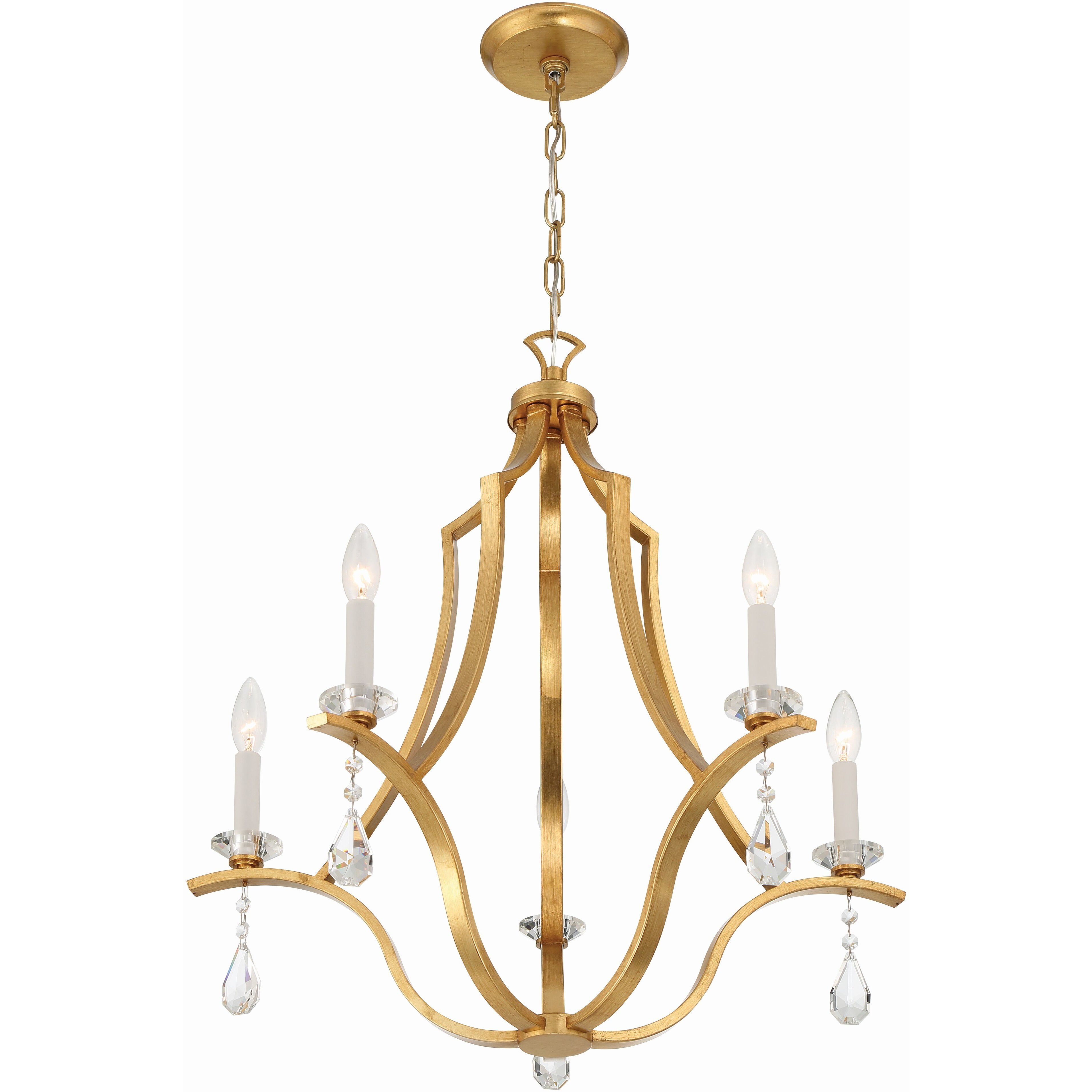 Perry 5 Light 25.5 inch Antique Gold Chandelier Ceiling Light