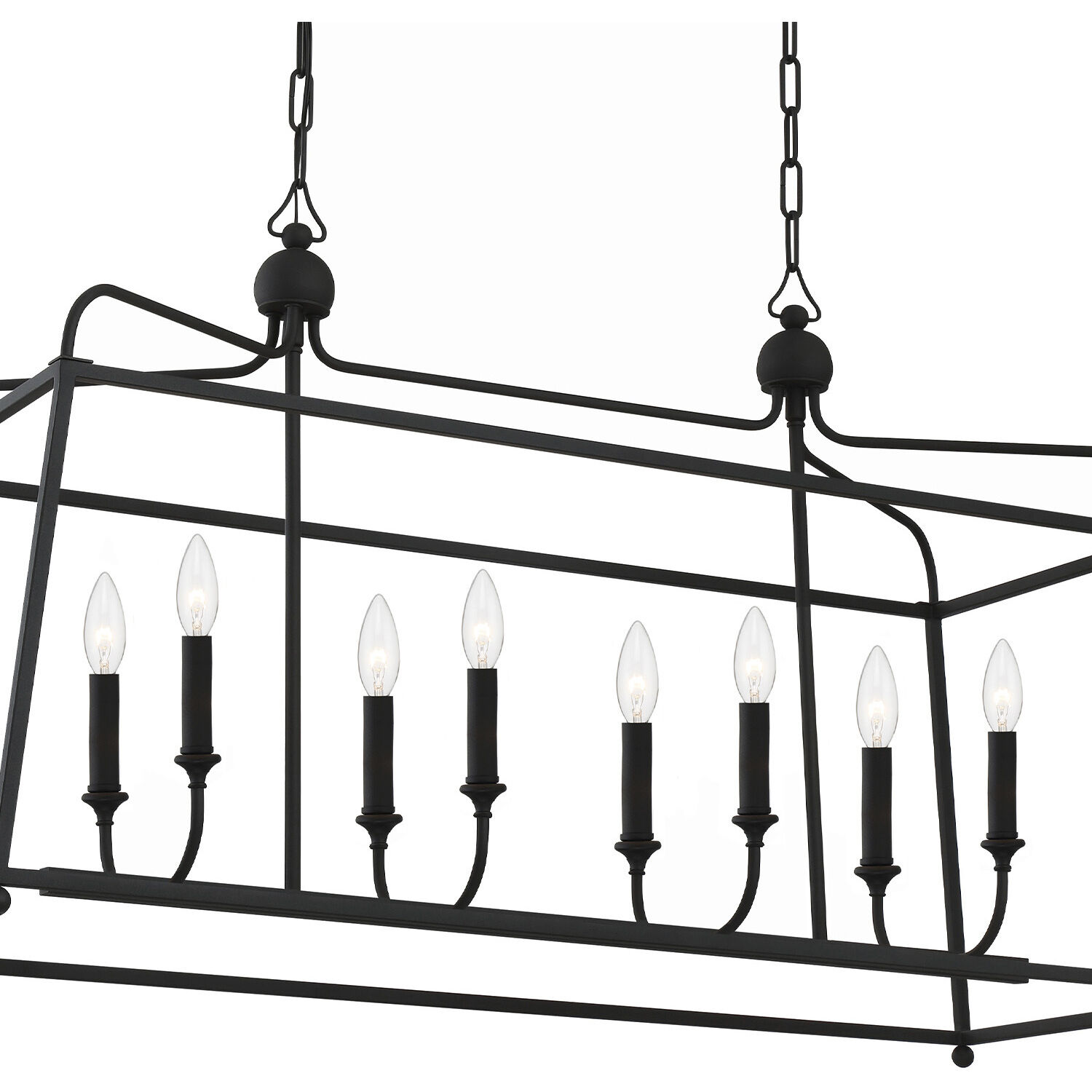 Sylvan 8 Light 42 inch Black Forged Linear Chandelier Ceiling Light