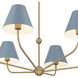 Xavier 6 Light 40 inch Vibrant Gold Chandelier Ceiling Light in Vibrant Gold and Blue