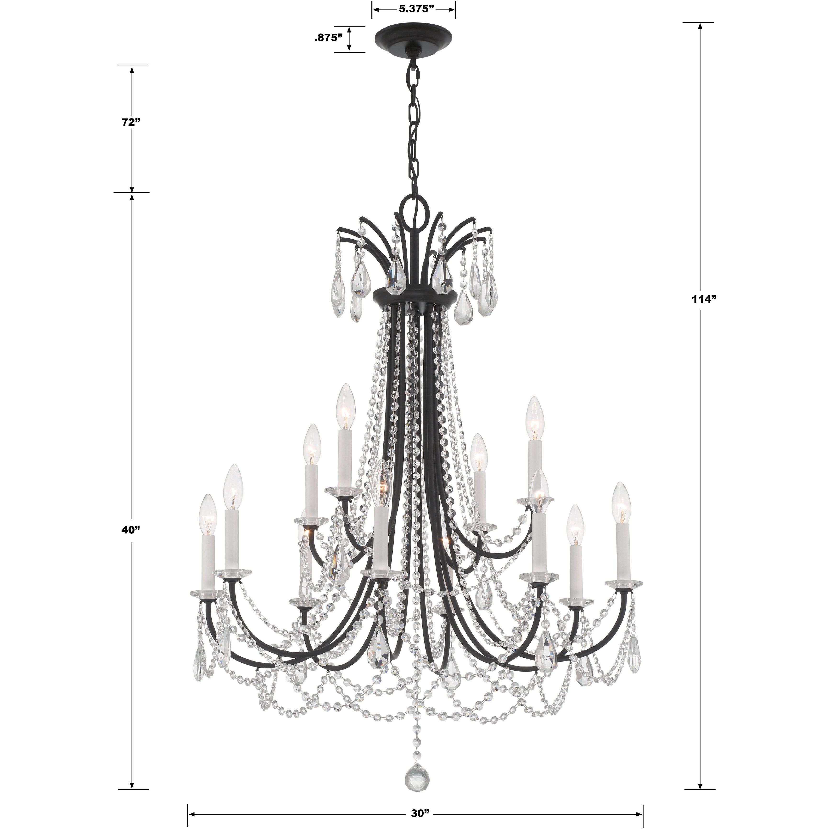 Karrington 12 Light 30 inch Matte Black Chandelier Ceiling Light