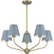 Xavier 5 Light 28 inch Vibrant Gold Chandelier Ceiling Light in Vibrant Gold and Blue
