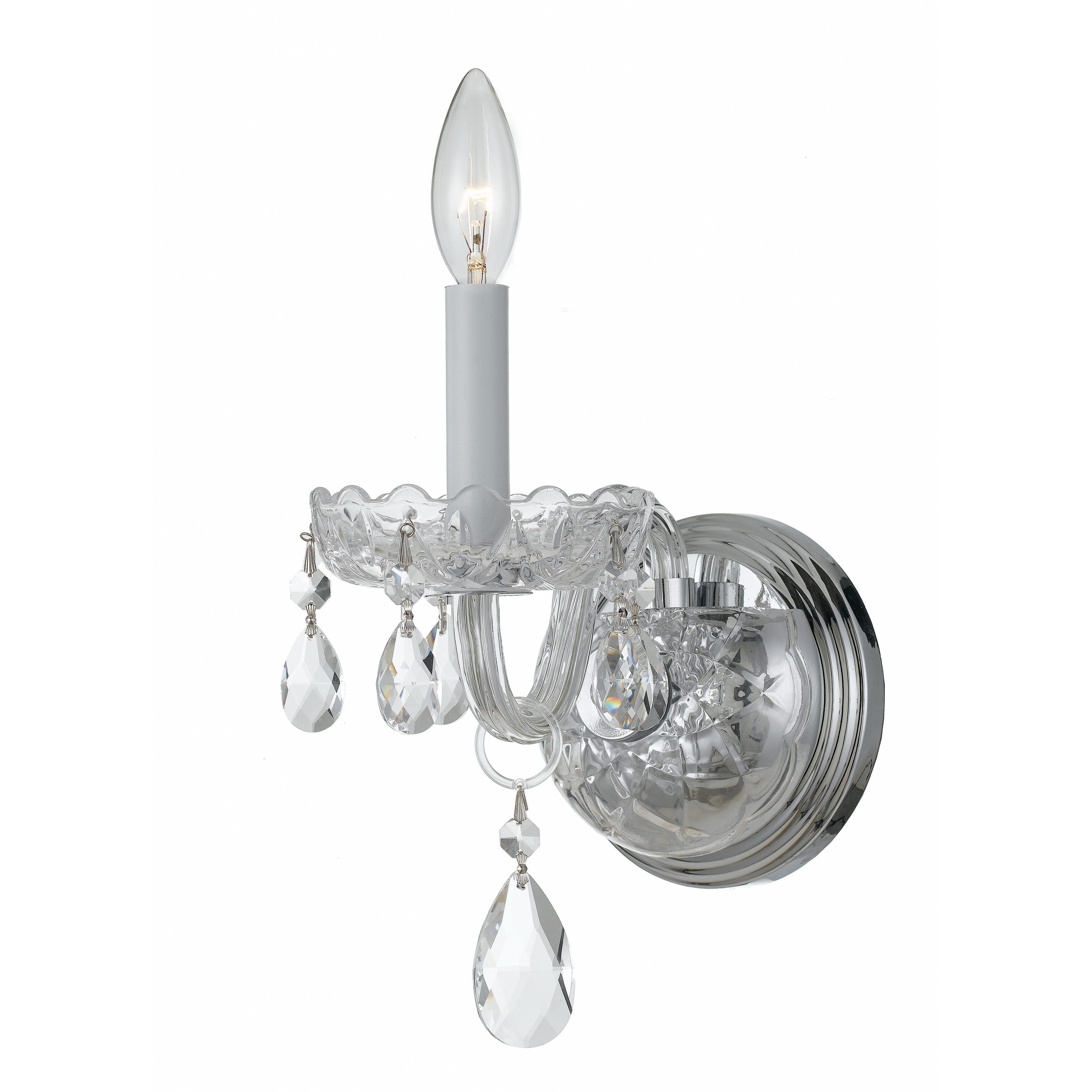 Traditional Crystal Sconce Wall Light in Clear Swarovski Strass, Polished Chrome