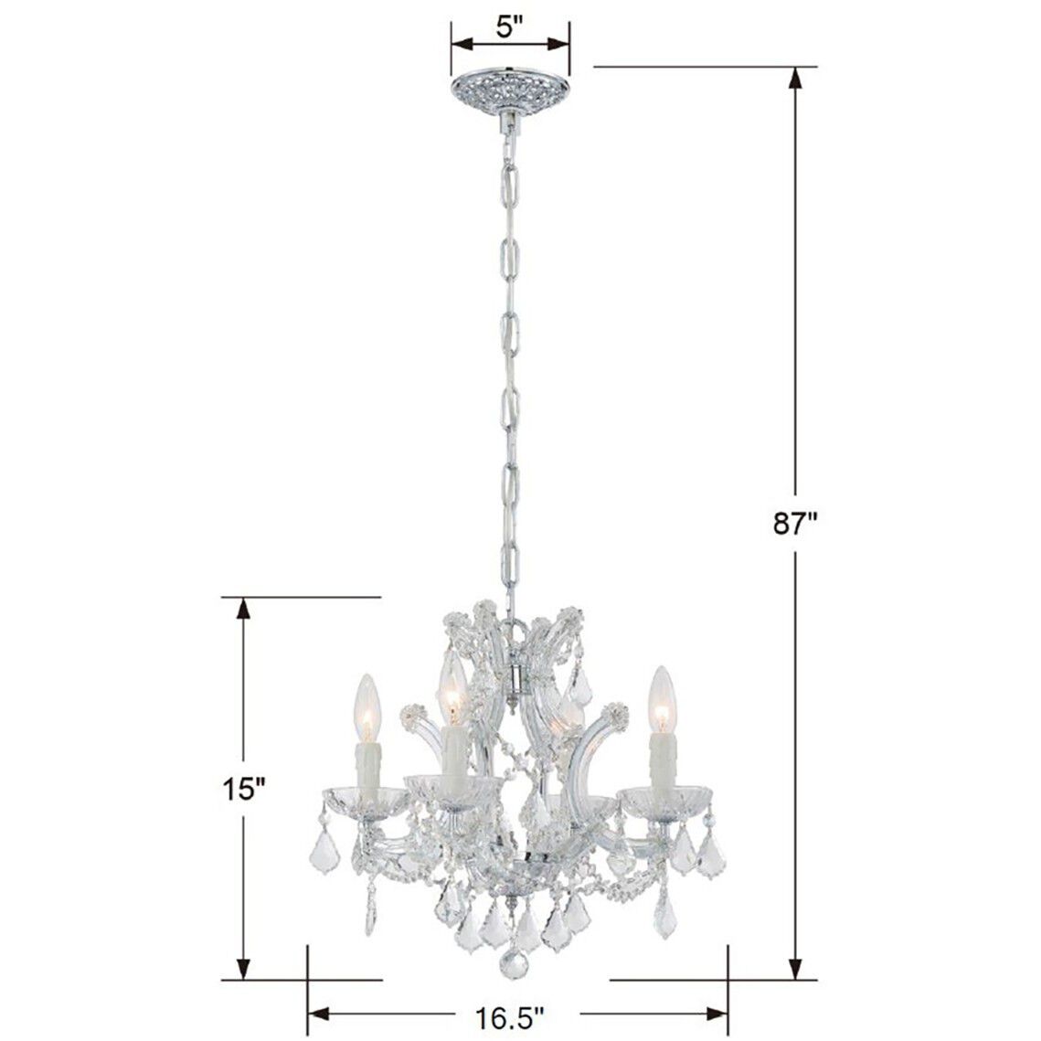 Maria Theresa 4 Light 16.5 inch Polished Chrome Mini Chandelier Ceiling Light in Clear Hand Cut