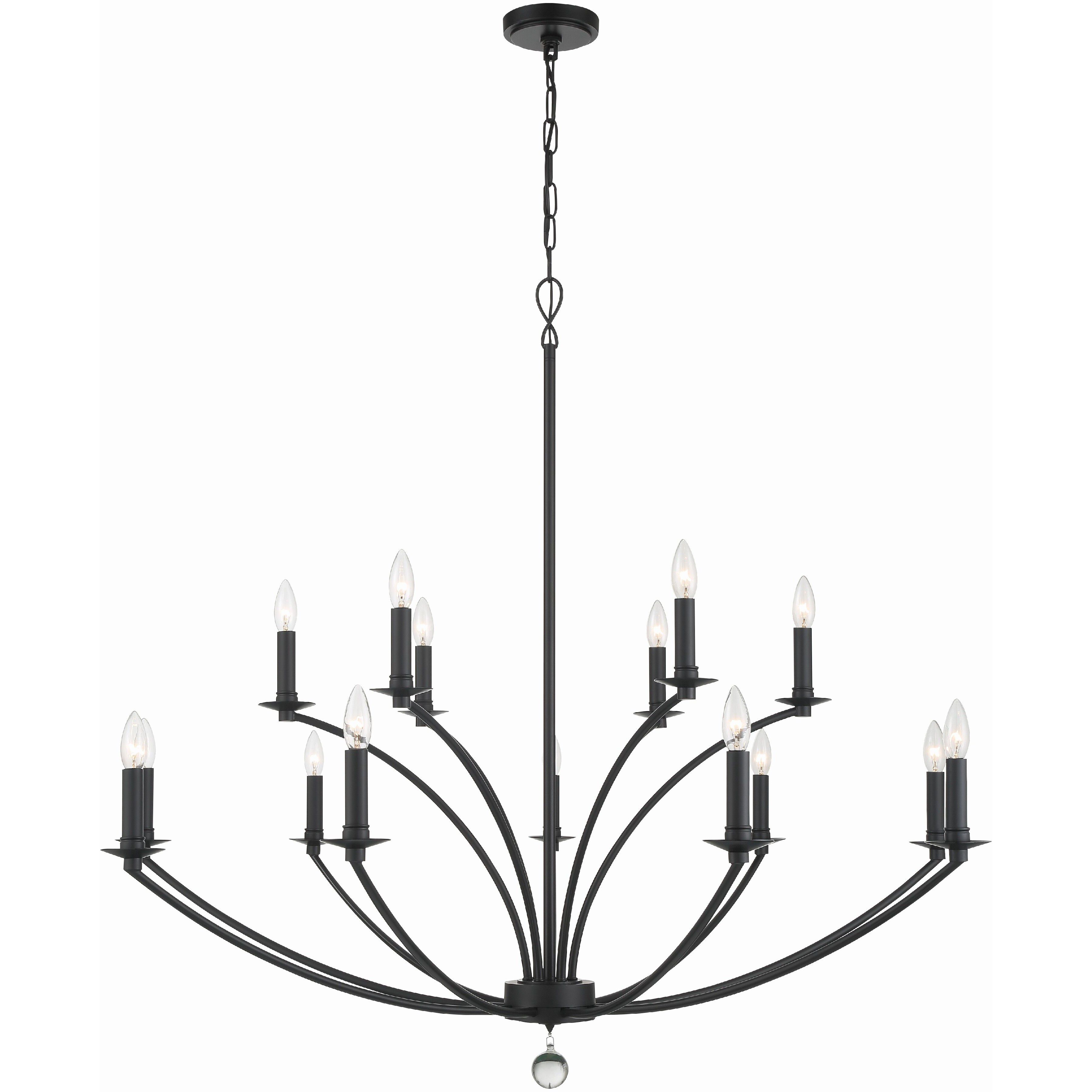 Mila 15 Light 48 inch Black Chandelier Ceiling Light