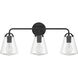 Voss 3 Light 25 inch Matte Black Bath Vanity Wall Light