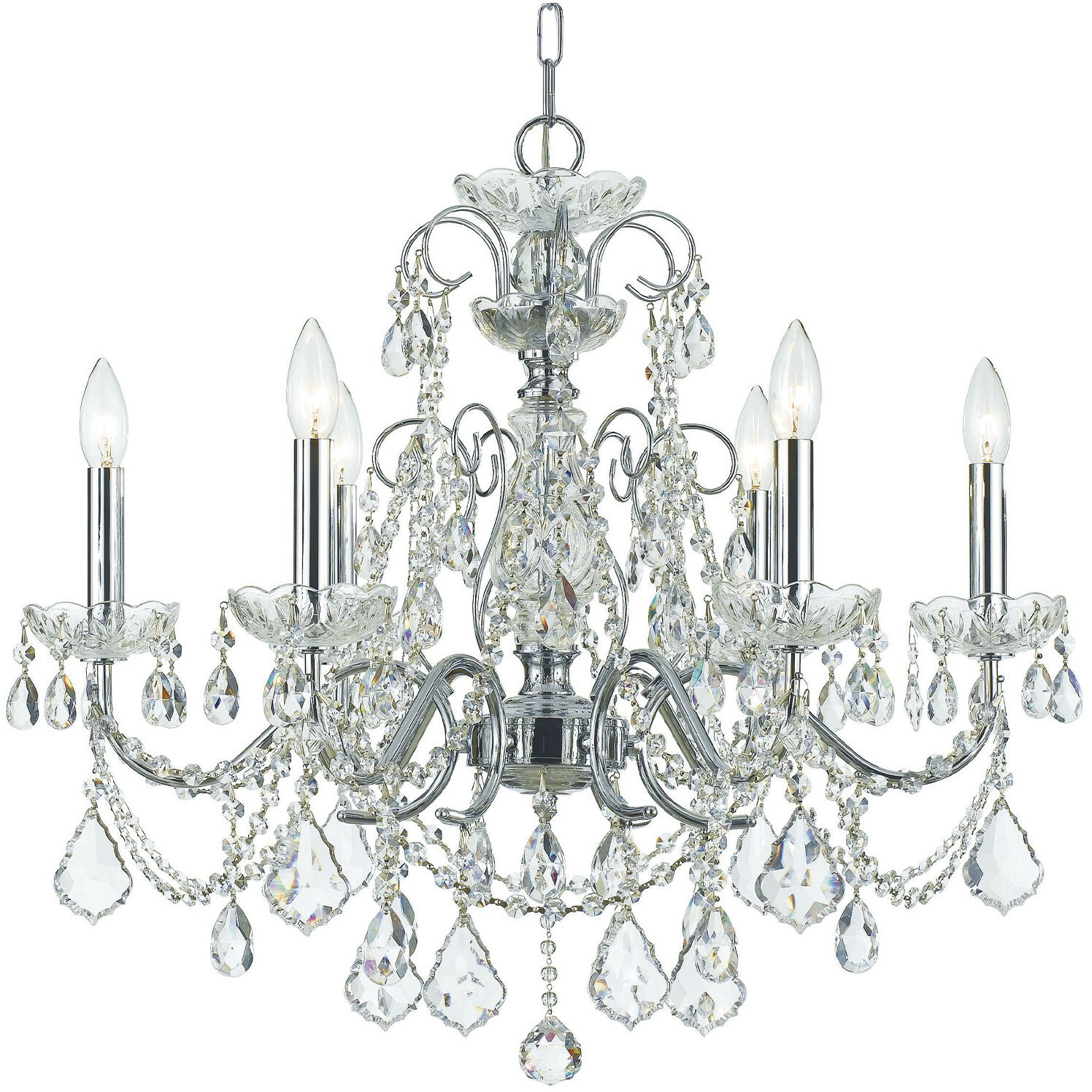 Imperial 6 Light 26 inch Polished Chrome Chandelier Ceiling Light in Clear Hand Cut