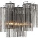 Addis Sconce Wall Light in Polished Chrome, Tronchi Glass Smoke