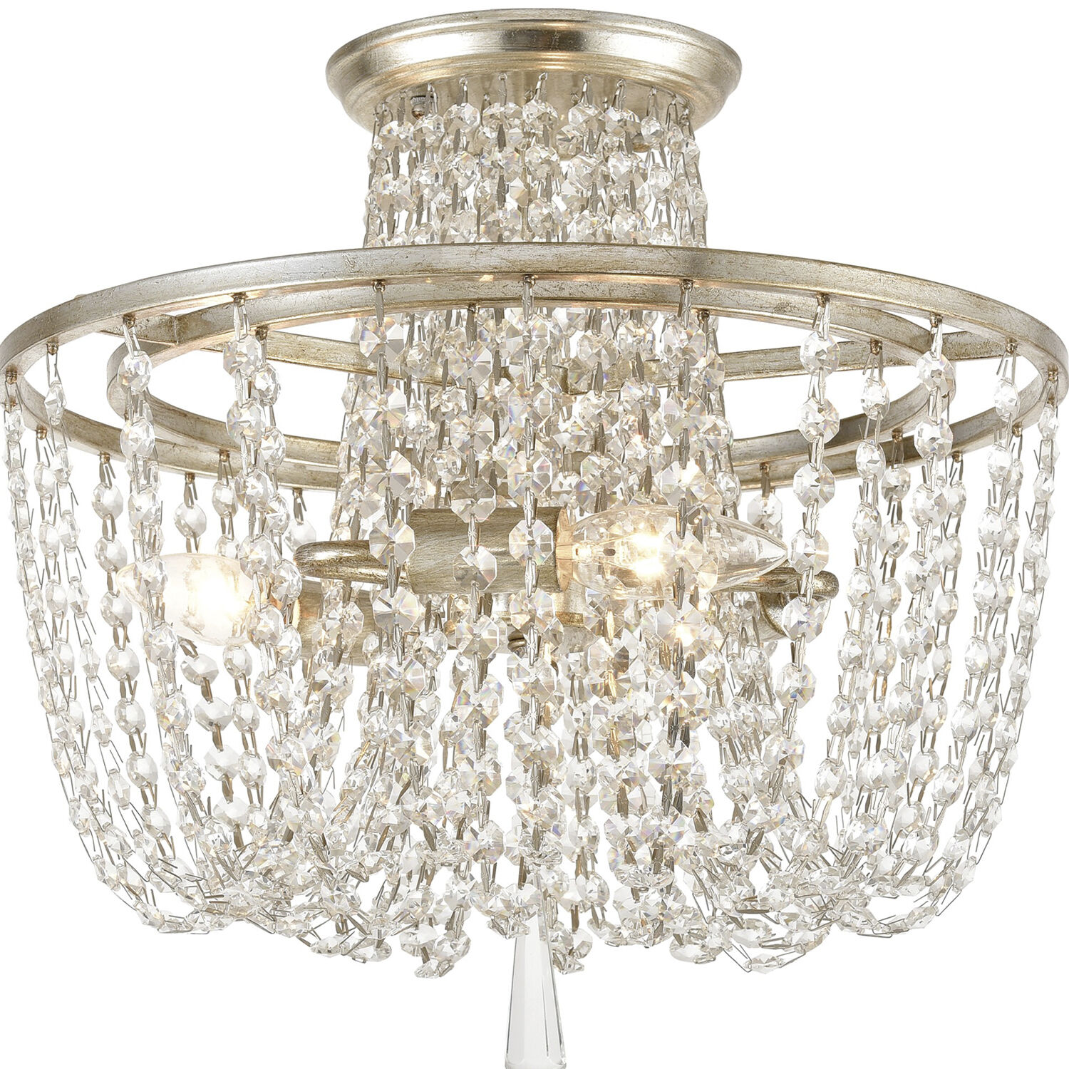 Arcadia 3 Light 15 inch Antique Silver Semi Flush Ceiling Light