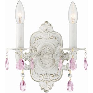 Paris Market 2 Light 10 inch Antique White Sconce Wall Light in Rose Colored Hand Cut
