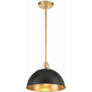 Soto 1 Light 12 inch Matte Black and Antique Gold Mini Pendant Ceiling Light