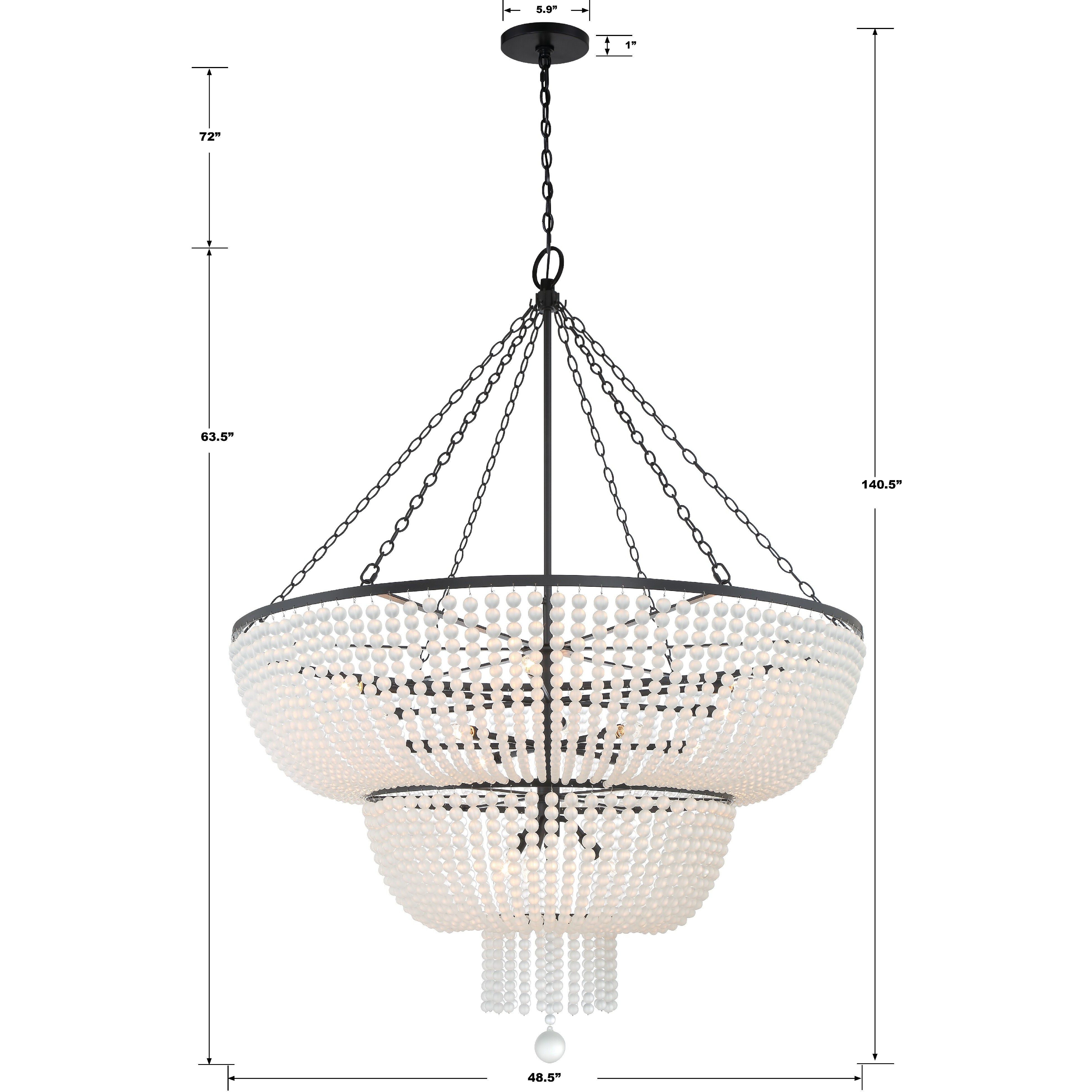 Rylee 15 Light 48.5 inch Matte Black Chandelier Ceiling Light