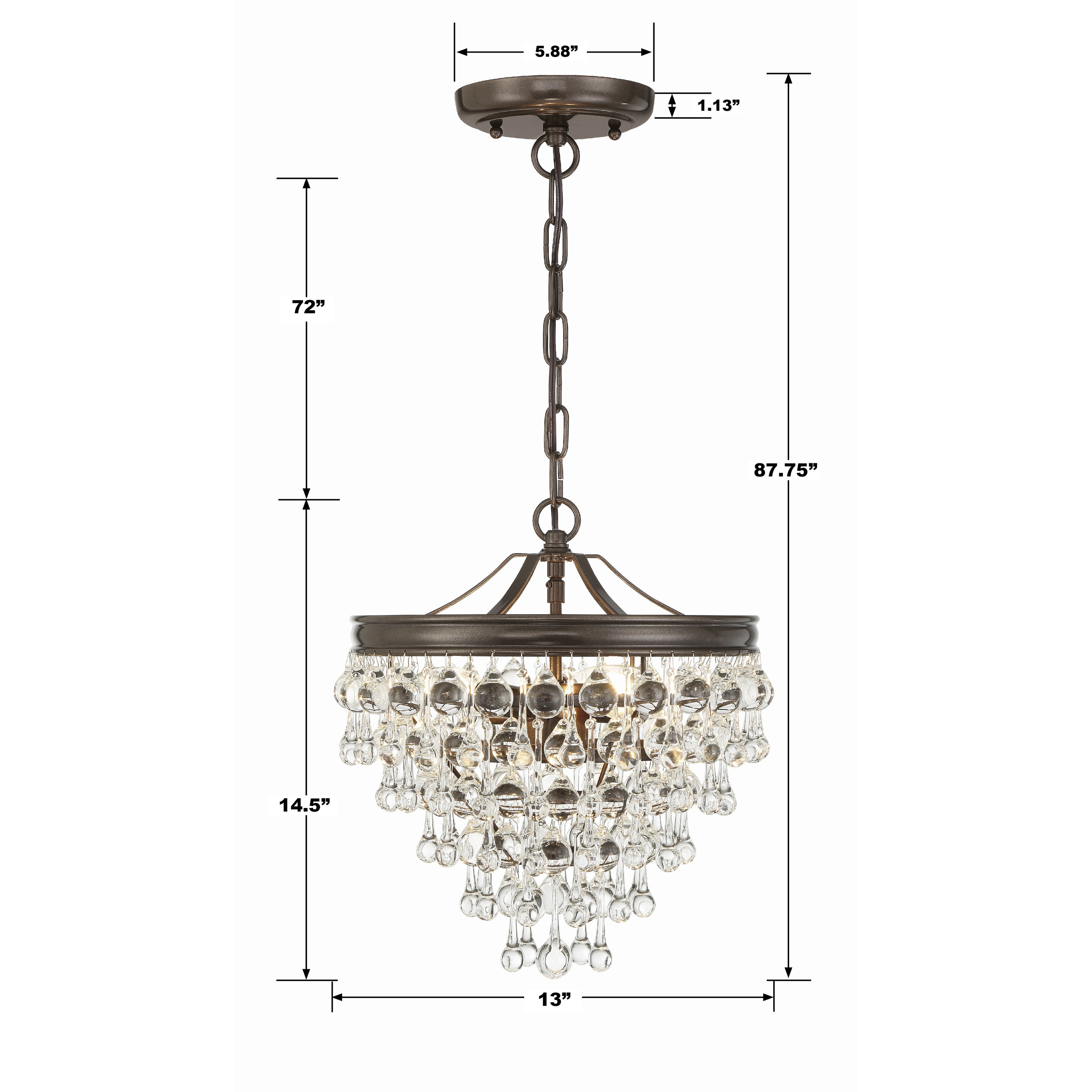 Calypso 3 Light 13 inch Vibrant Bronze Chandelier Ceiling Light