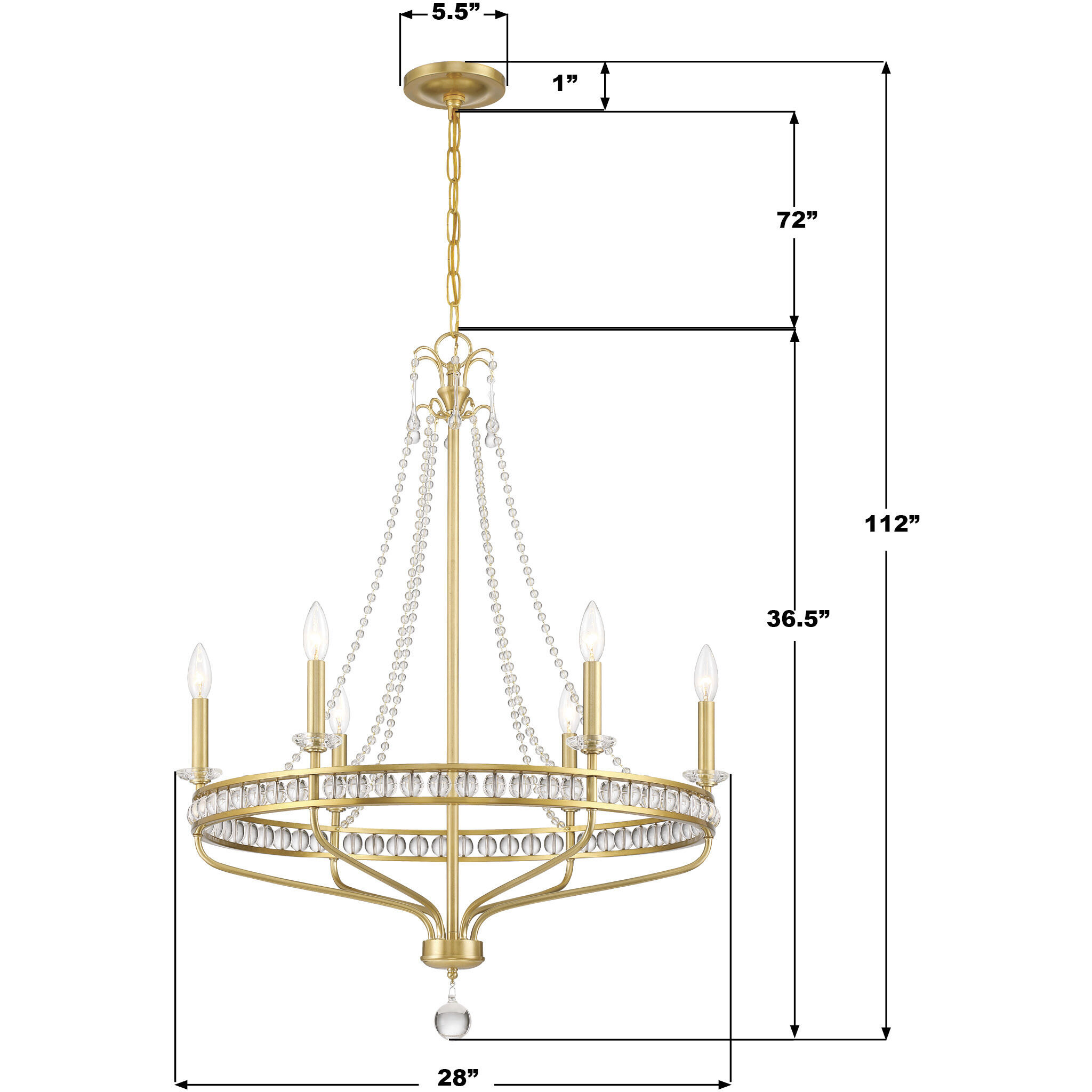 Seville 6 Light 28 inch Aged Brass Chandelier Ceiling Light