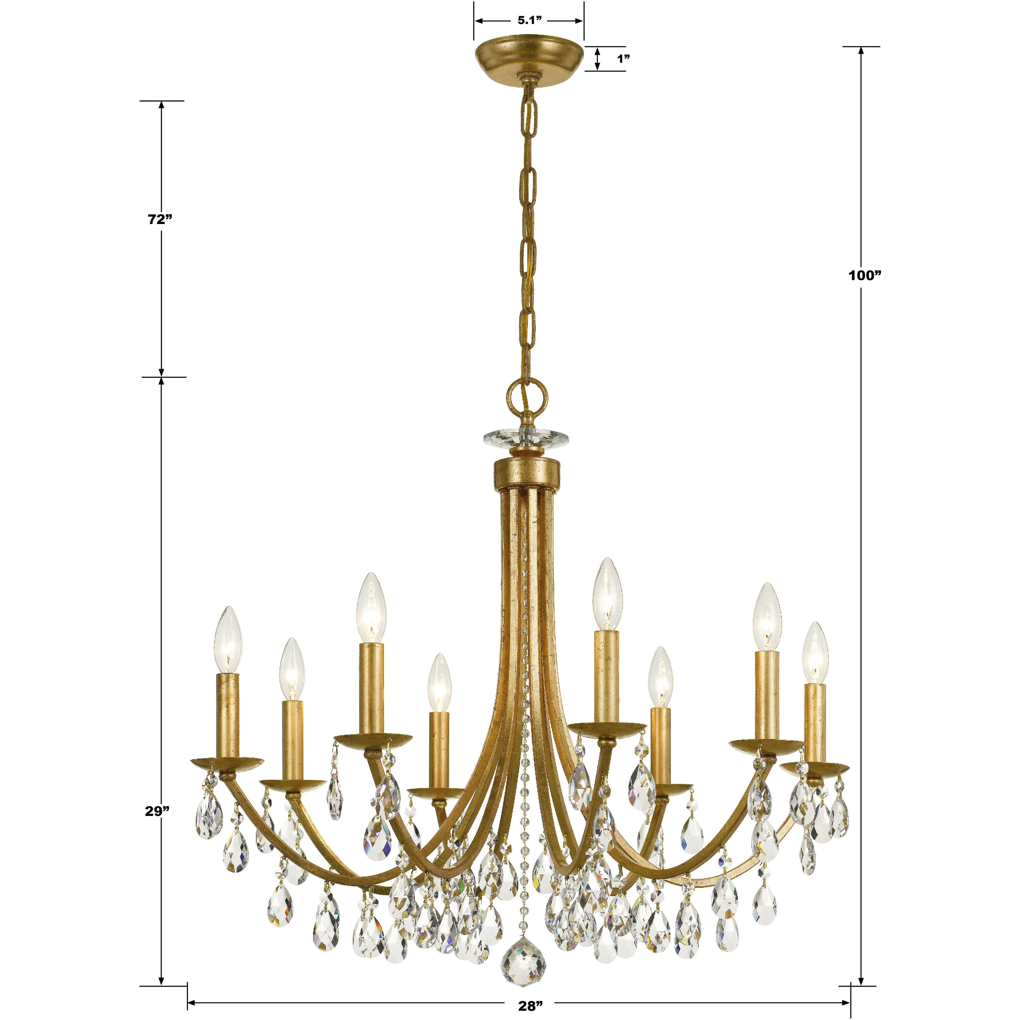 Bridgehampton 8 Light 28 inch Antique Gold Chandelier Ceiling Light in Clear Hand Cut