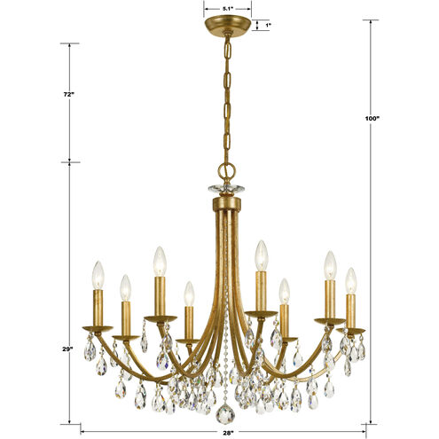 Bridgehampton 8 Light 28 inch Antique Gold Chandelier Ceiling Light in Clear Hand Cut