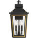 Hawkins 3 Light 19.5 inch Matte Black and Textured Gold Outdoor Sconce