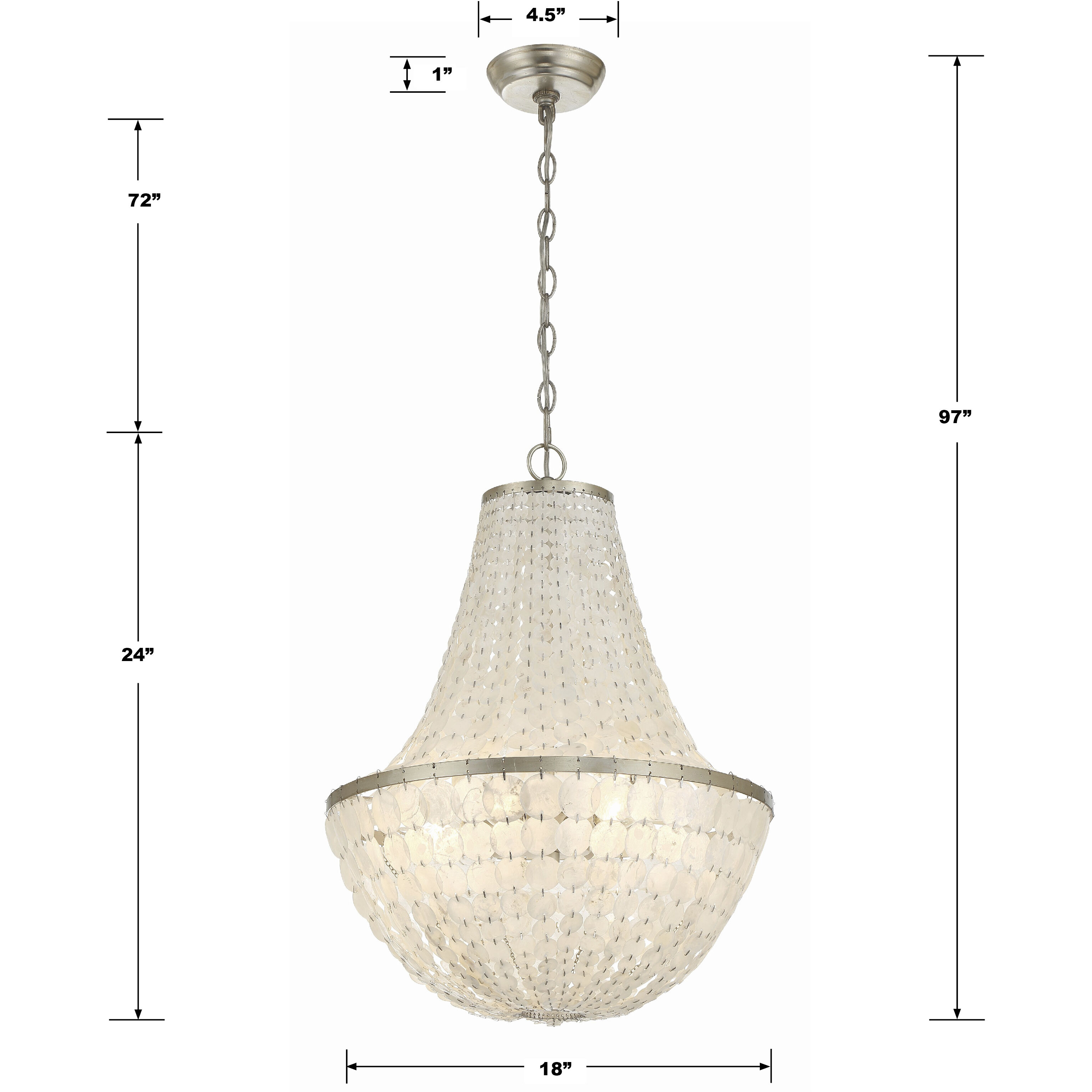 Brielle 6 Light 18 inch Antique Silver Chandelier Ceiling Light