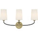 Niles 3 Light 23.5 inch Black Forged and Modern Gold Bath Vanity Wall Light