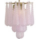 Ollie 4 Light 14.25 inch Aged Brass Semi Flush Ceiling Light in Sand Glass Blush