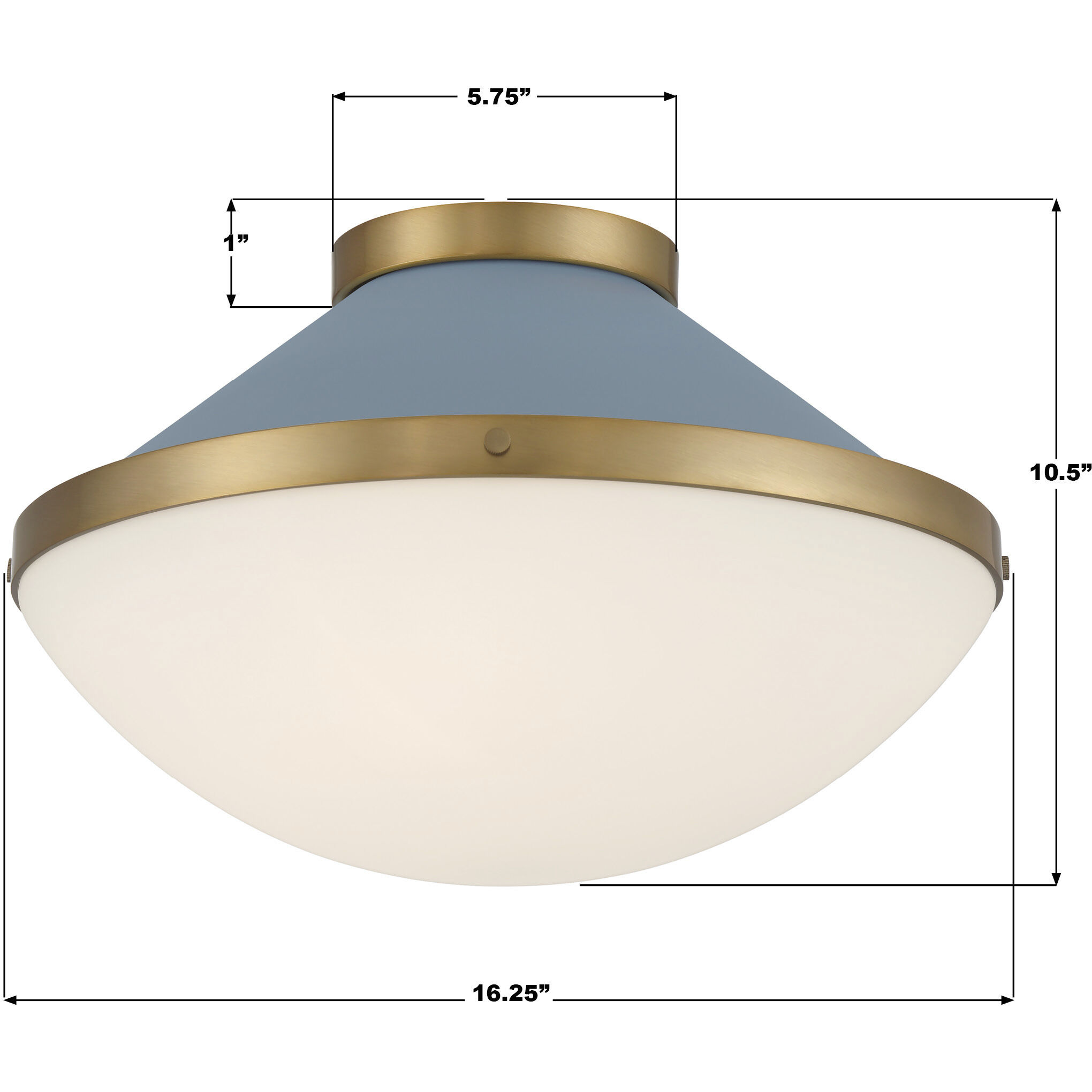 Xander 2 Light 16.25 inch Vibrant Gold Flush Ceiling Light in Vibrant Gold and Blue