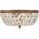 Waltham 3 Light 12 inch Olde Brass Flush Ceiling Light in Clear Hand Cut