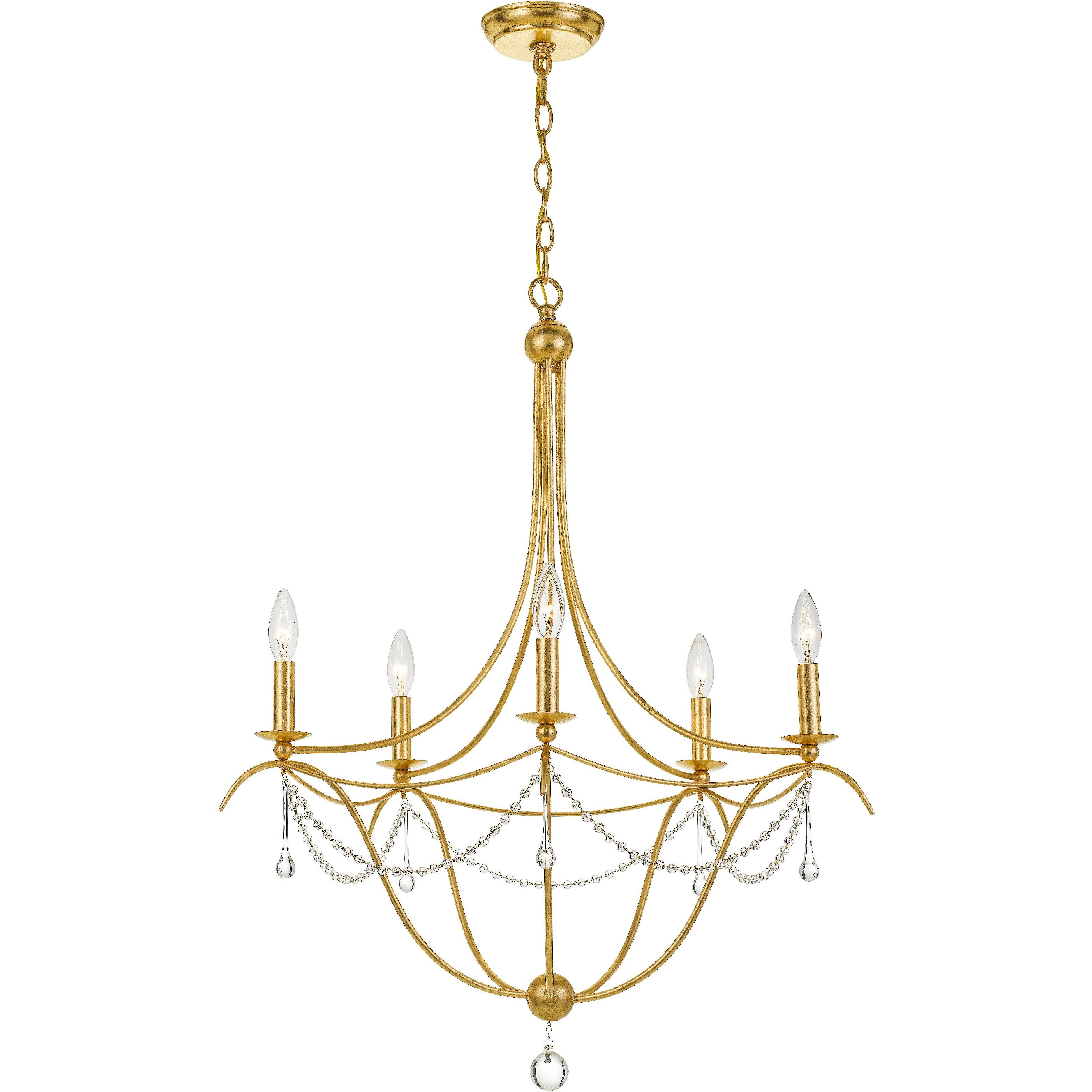 Metro 5 Light 27.5 inch Antique Gold Chandelier Ceiling Light