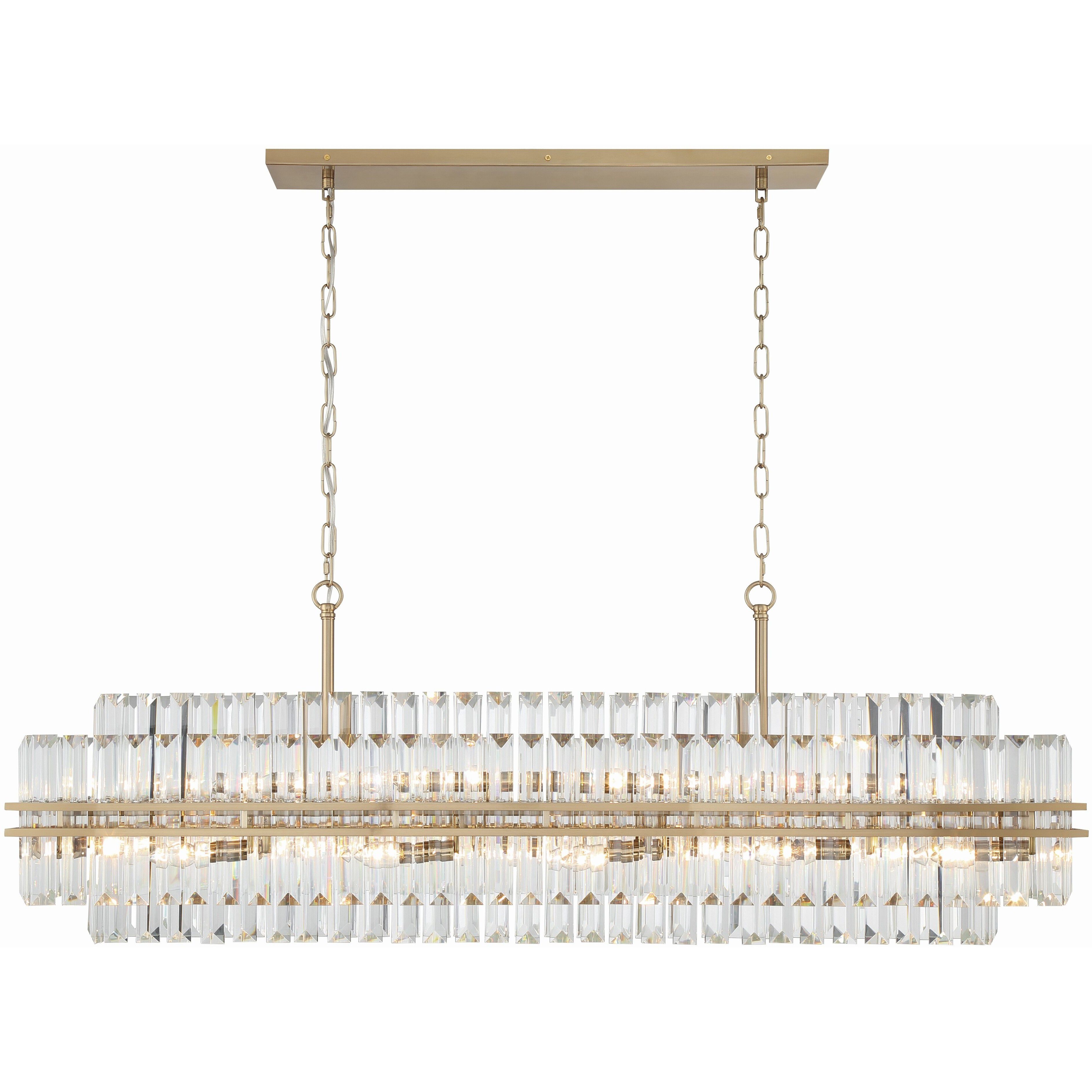 Hayes 16 Light 50 inch Aged Brass Linear Chandelier Ceiling Light