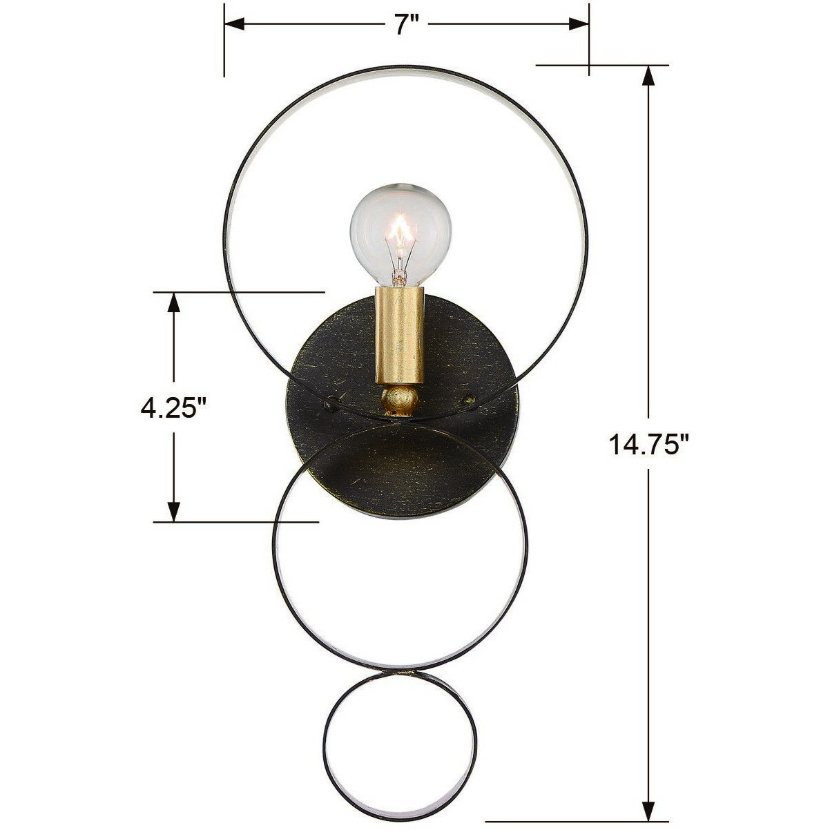 Luna 1 Light 7 inch English Bronze and Antique Gold ADA Sconce Wall Light