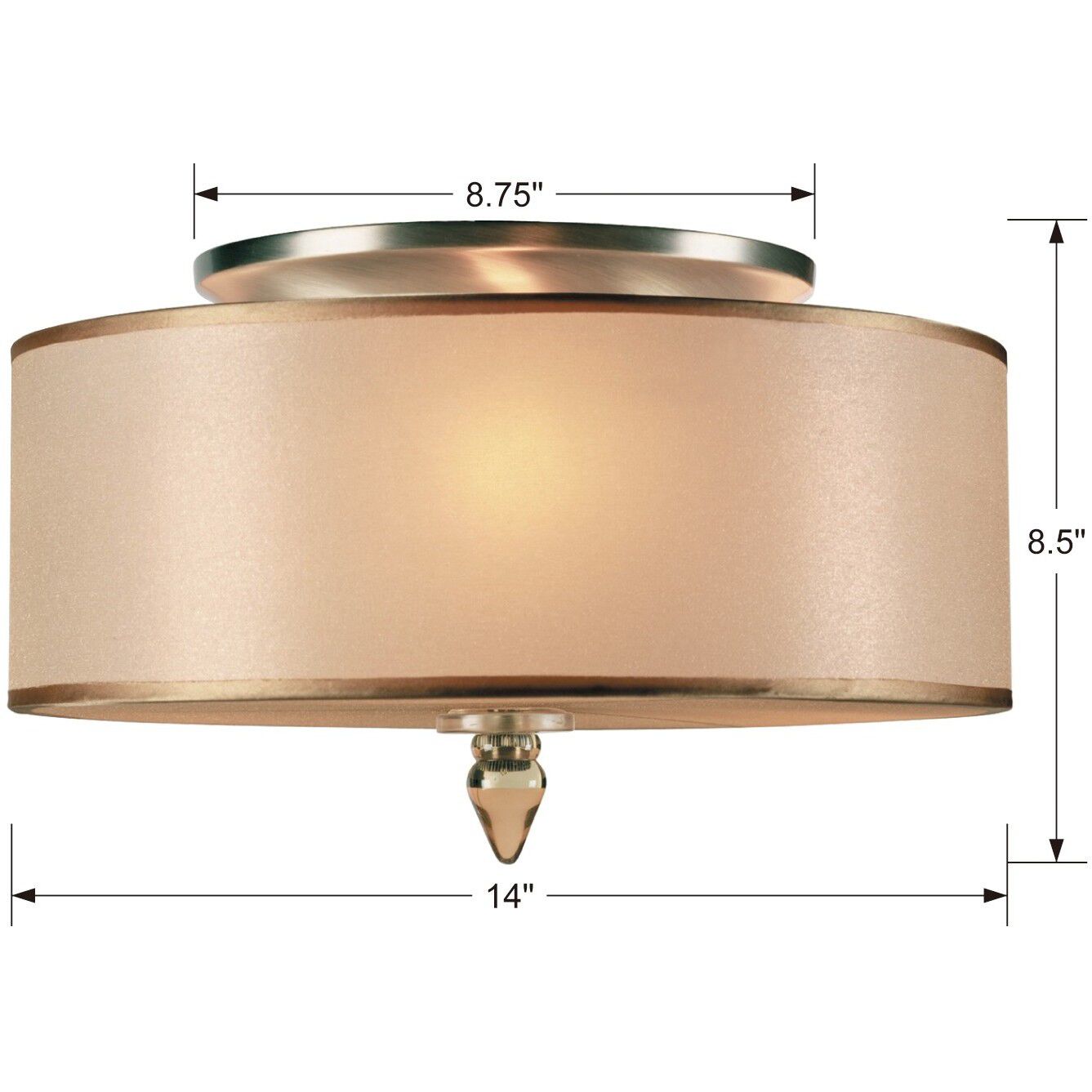 Luxo 3 Light 14 inch Antique Brass Semi Flush Ceiling Light