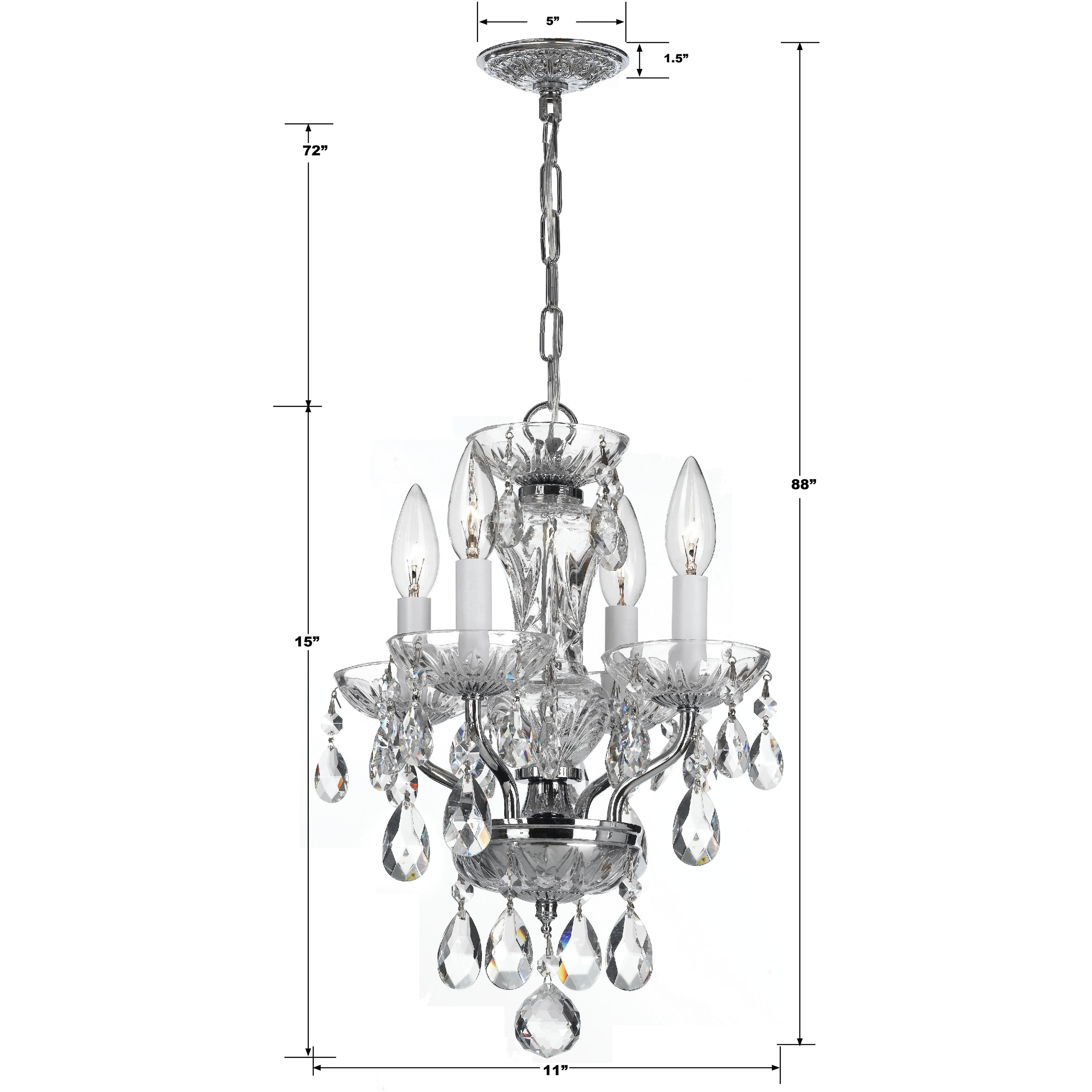 Welton 4 Light 11 inch Polished Chrome Mini Chandelier Ceiling Light in Clear Italian
