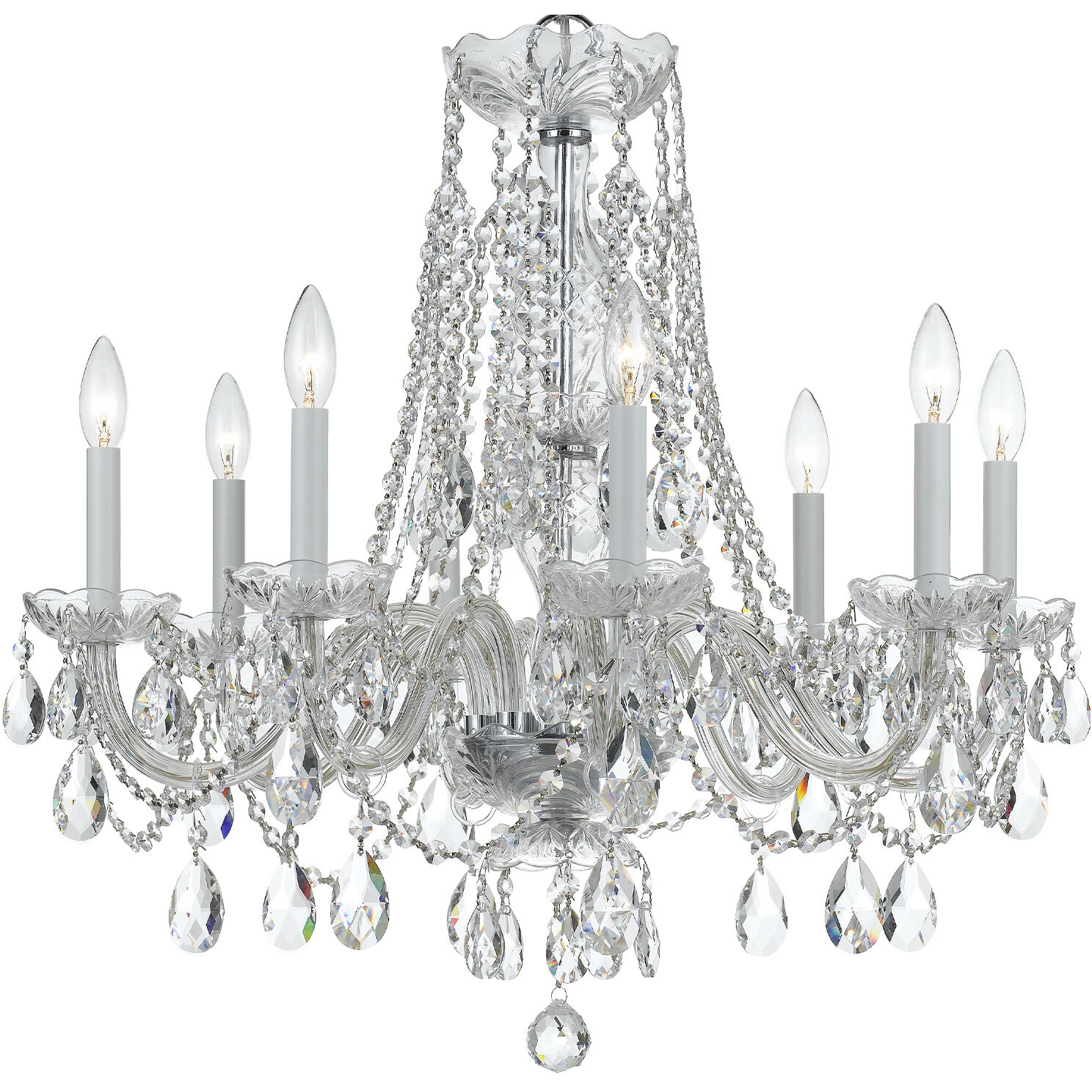 Traditional Crystal 8 Light 26 inch Polished Chrome Chandelier Ceiling Light in Clear Hand Cut