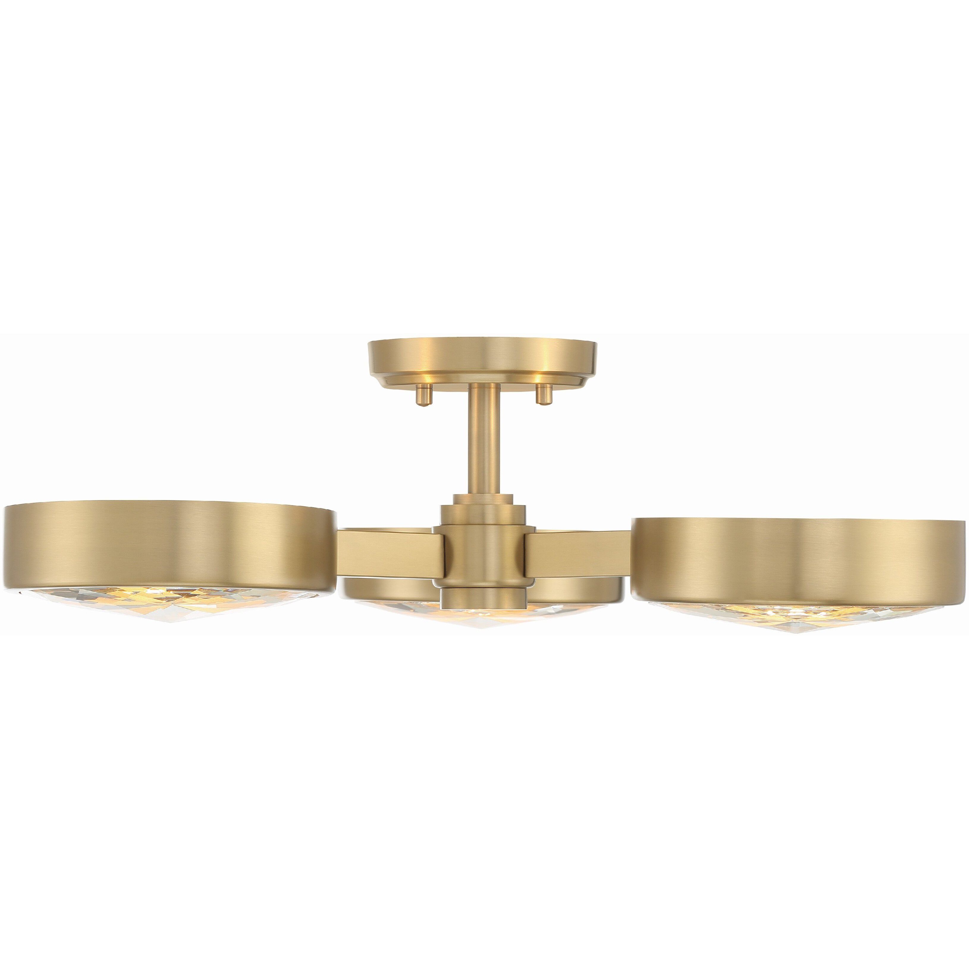 Orson 3 Light 22.5 inch Modern Gold Semi Flush Ceiling Light
