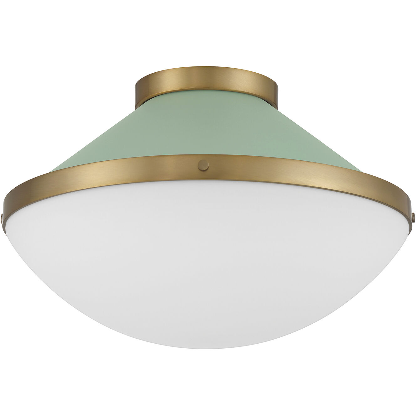 Xander 2 Light 16.25 inch Vibrant Gold Flush Ceiling Light in Vibrant Gold and Green