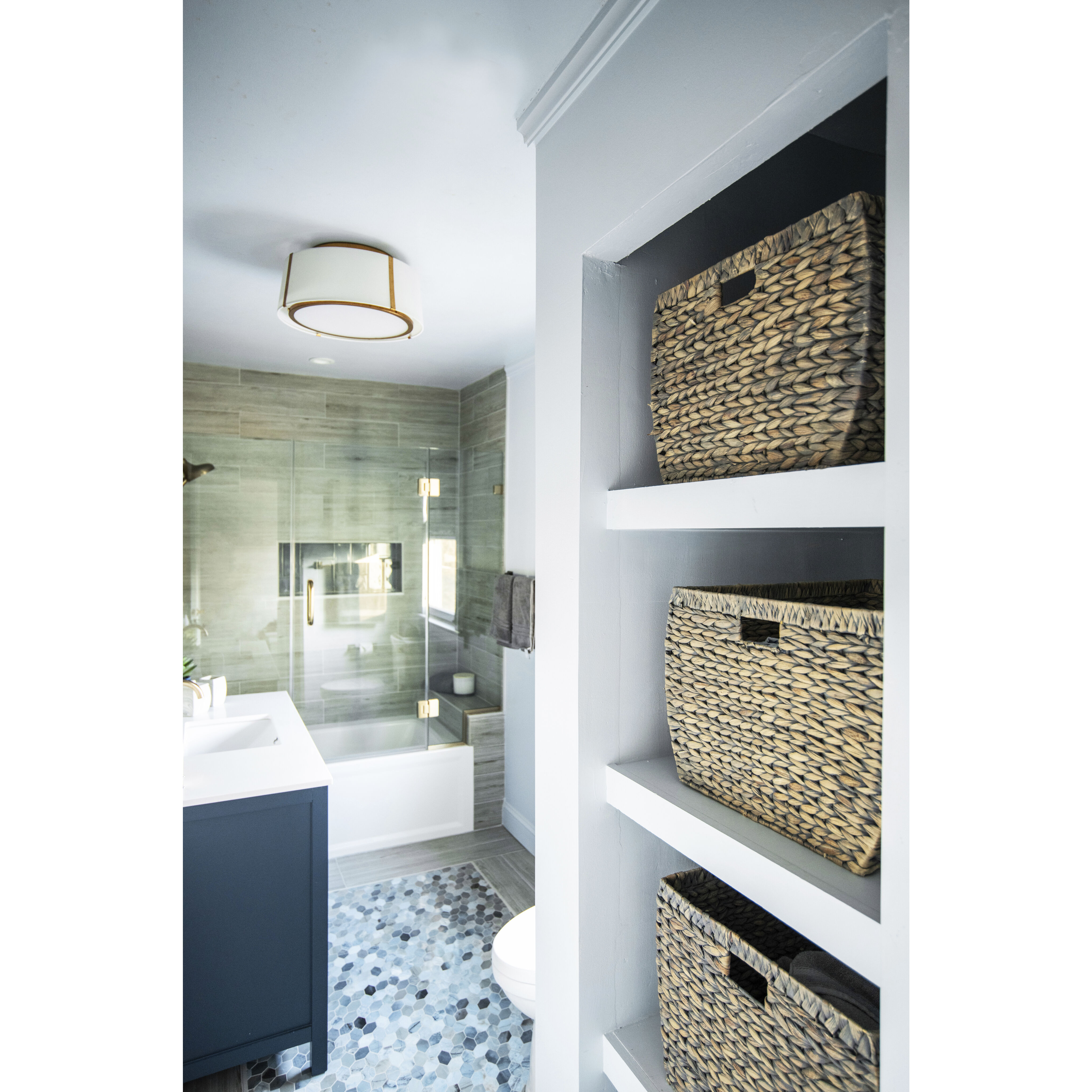 Fulton 3 Light 18 inch Antique Gold Semi Flush Ceiling Light