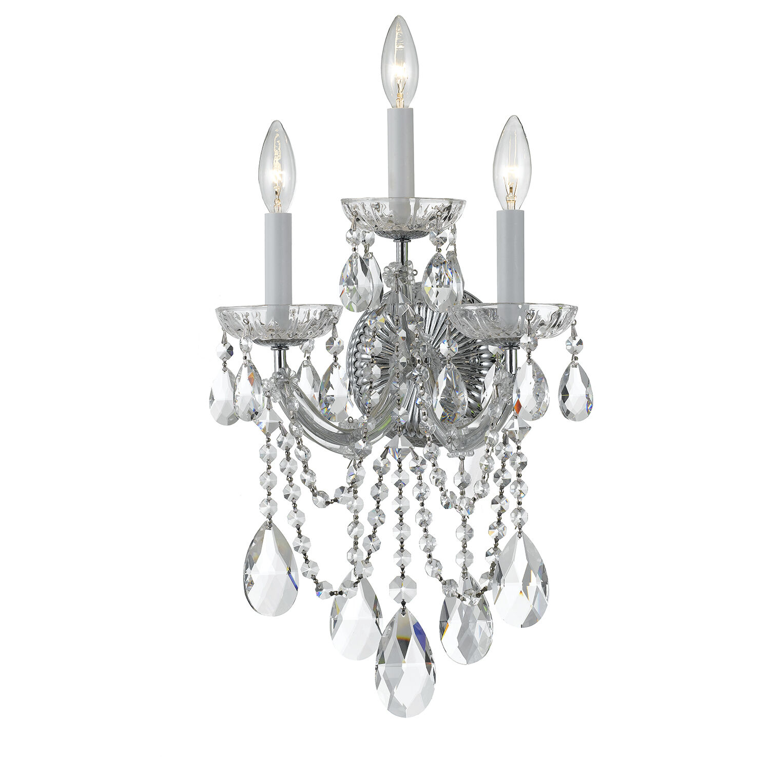Maria Theresa Sconce Wall Light in Clear Spectra, Polished Chrome