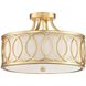 Graham 3 Light 15 inch Antique Gold Semi Flush Ceiling Light