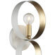 Luna Bath Sconce Wall Light in Matte White and Antique Gold